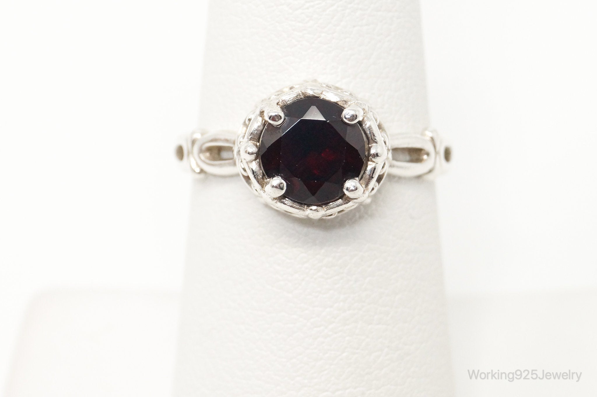 Vintage Designer Boma Garnet Sterling Silver Ring - SZ 7