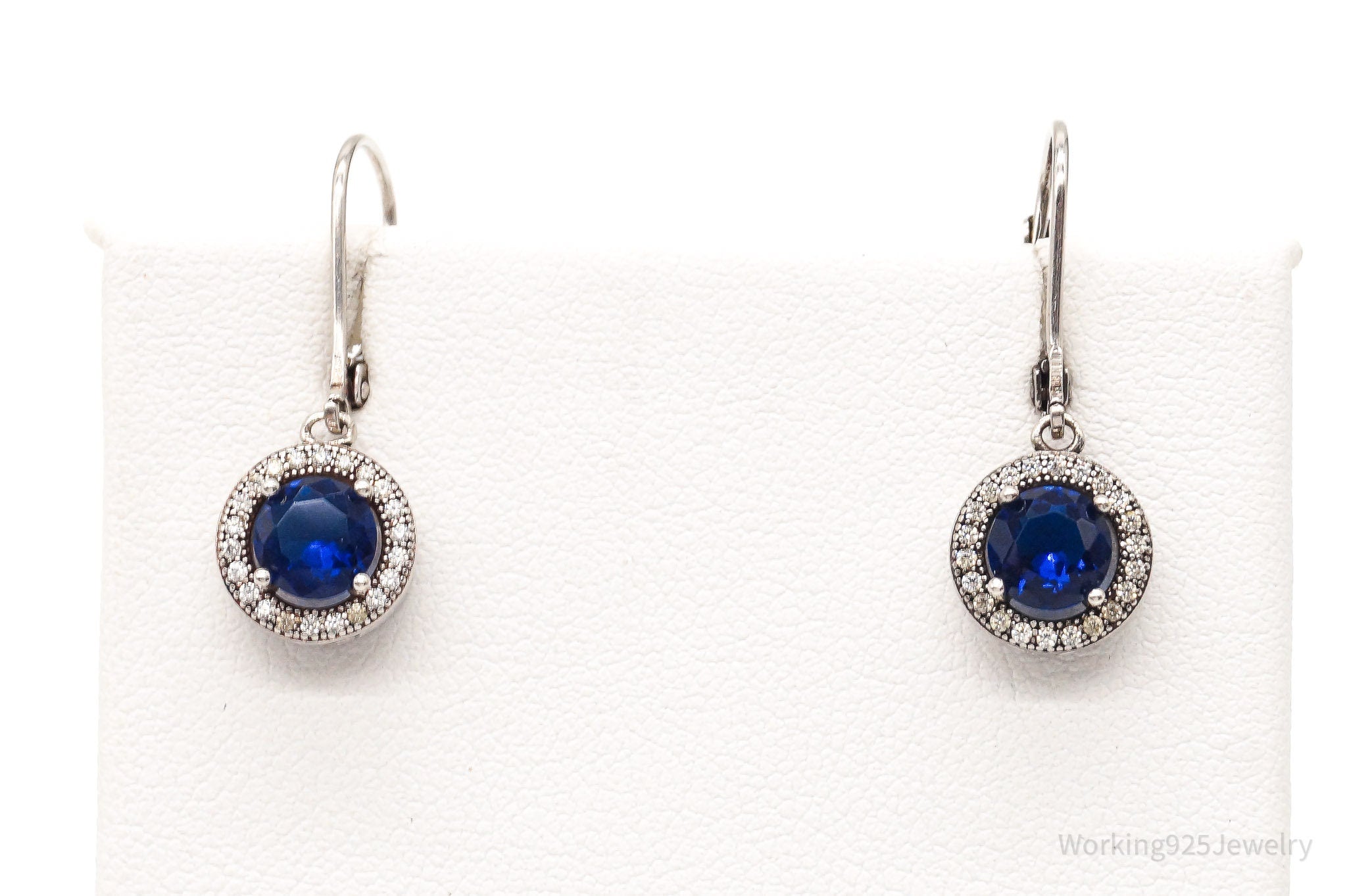 Vintage Designer IBB Lab Sapphire Cubic Zirconia Sterling Silver Earrings