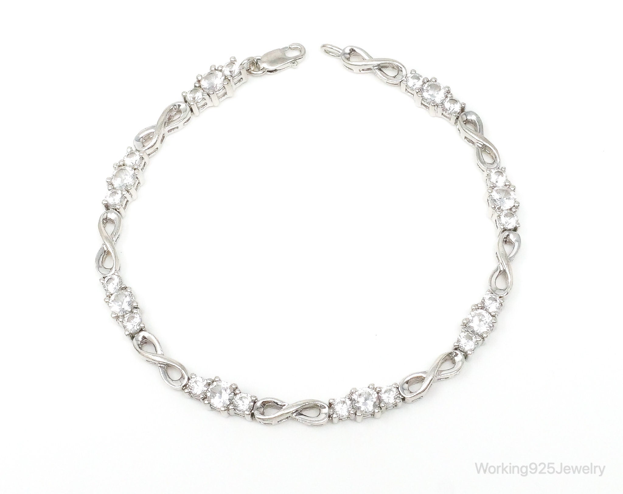 Vintage Designer Cubic Zirconia Sterling Silver Bracelet