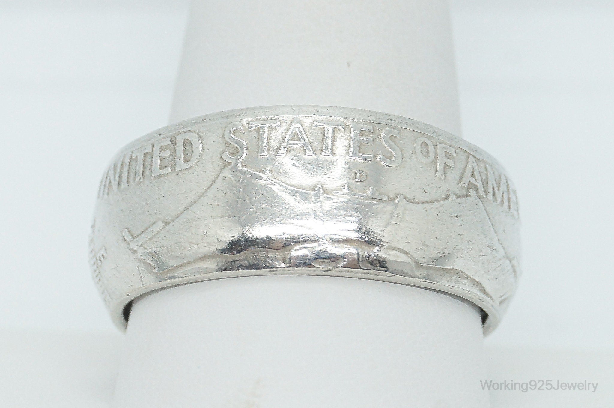 Vintage 1958 Half Dollar Silver Ring - Size 12.25