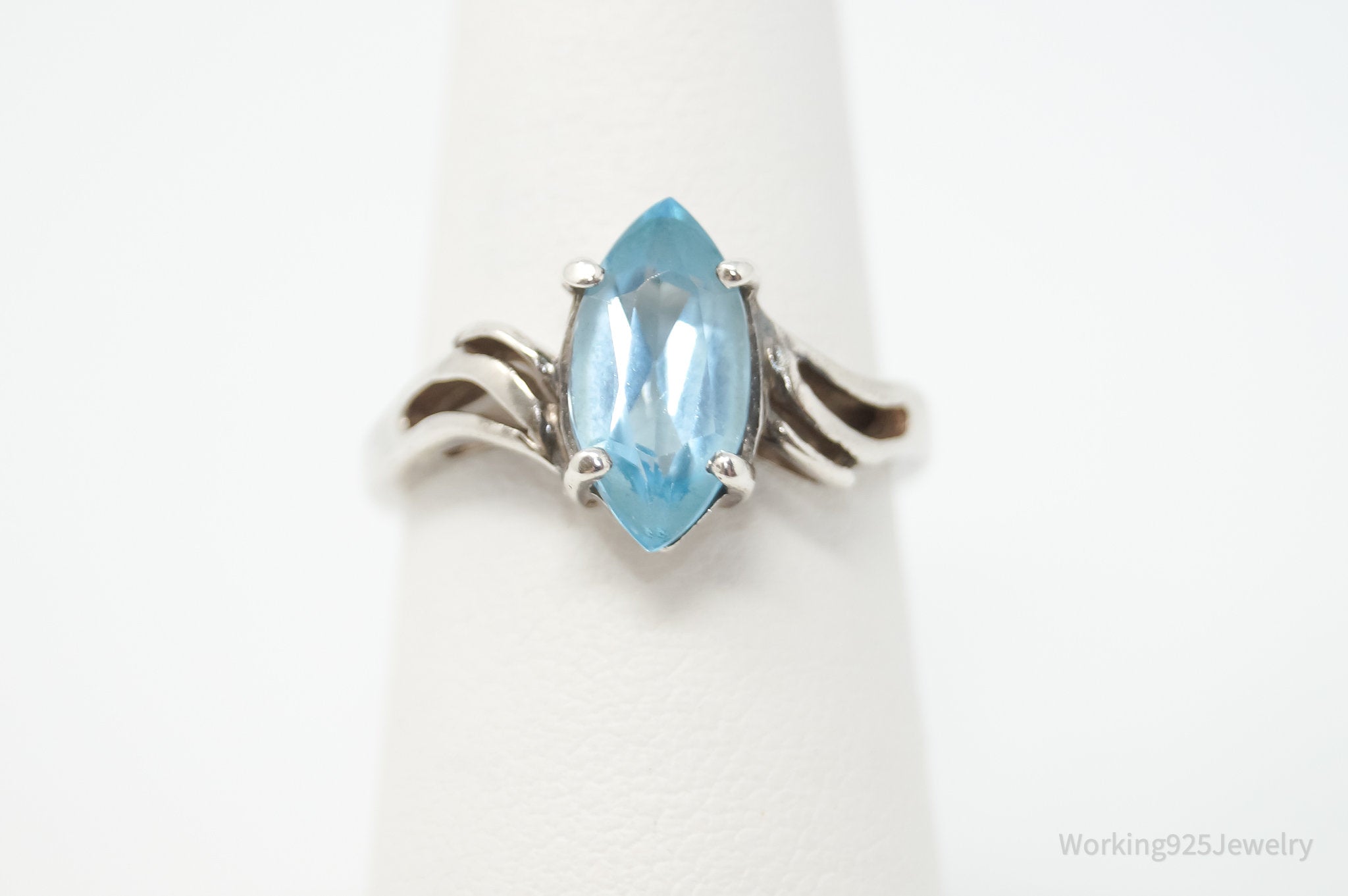 Vintage Designer JED Blue Topaz Sterling Silver Ring - Sz 6.75