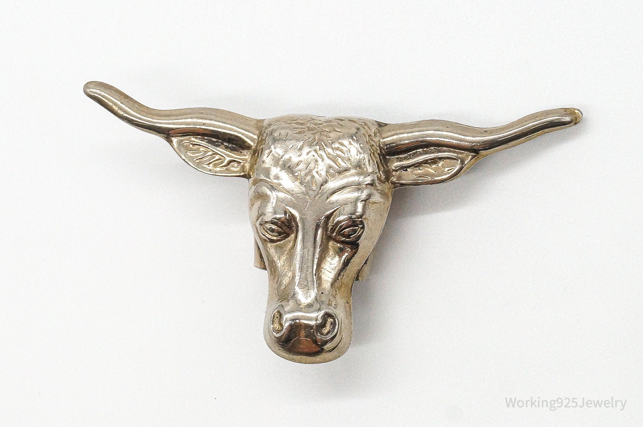 Vintage Bull Head Bolo Tie Clip Slide