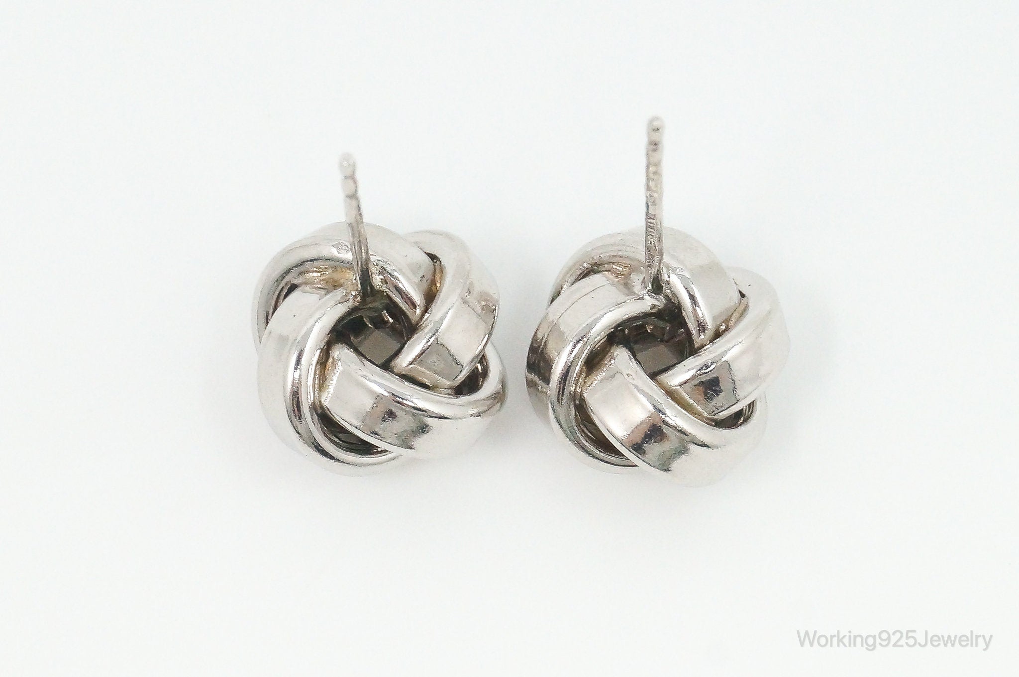 Vintage Italian Sleek Modernist Knot Sterling Silver Earrings