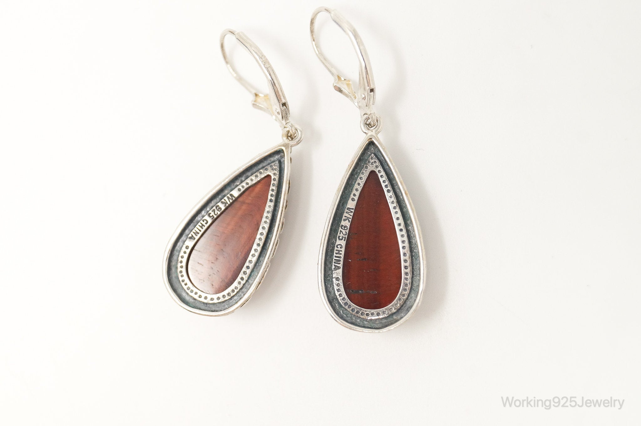 Designer Whitney Kelly WK Red Tigers Eye Sterling Silver Earrings