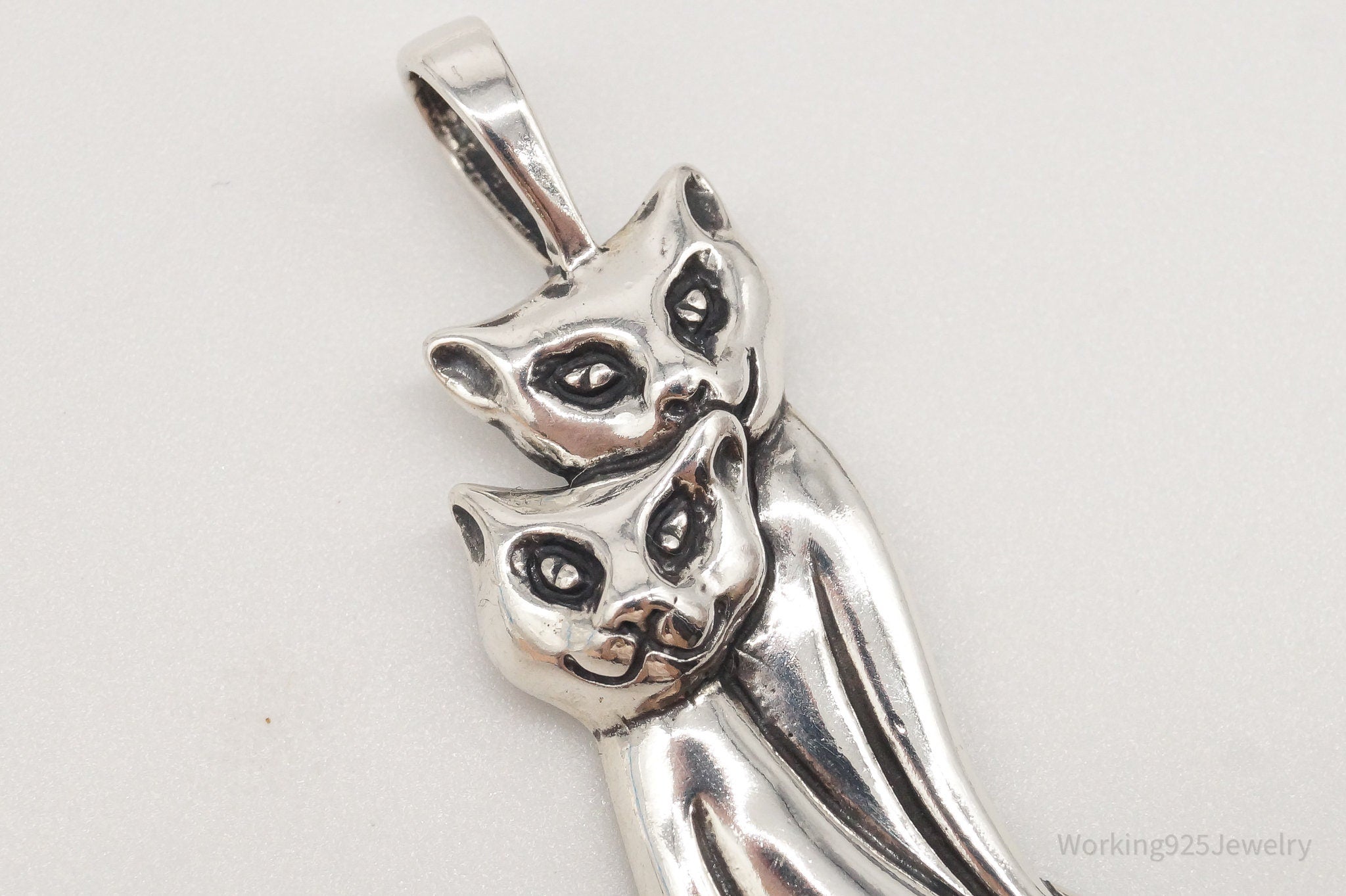 Vintage Designer KABANA Kittens Cats Sterling Silver Pendant