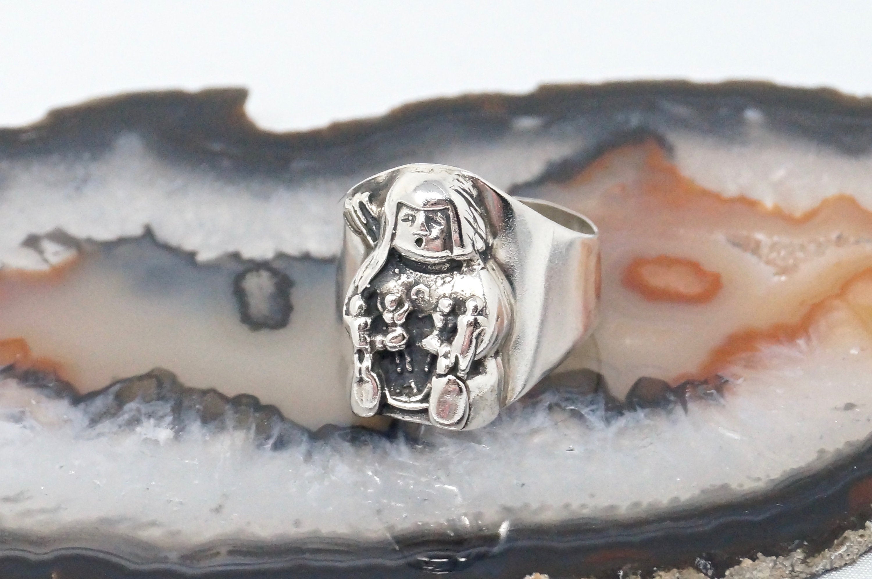 Native American Manuel Karen Hoyungowa Anglo Mother Sterling Silver Ring