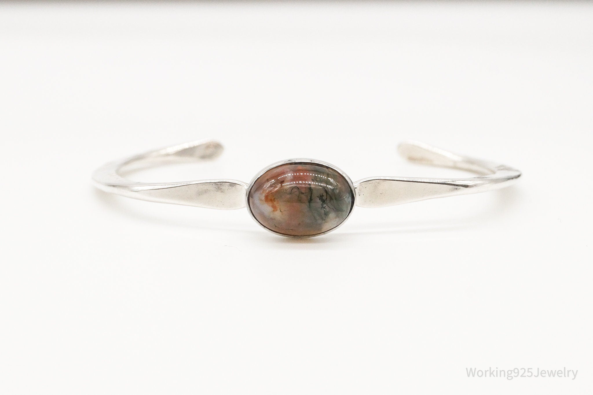 Vintage Agate Sterling Silver Cuff Bracelet