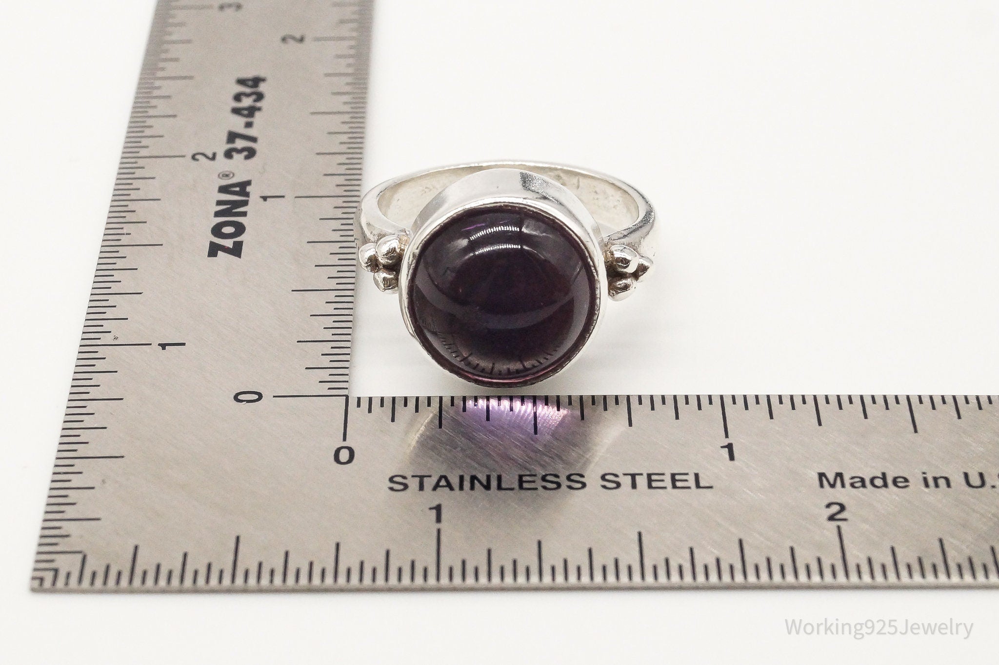 Vintage Amethyst Sterling Silver Ring - Size 8.75