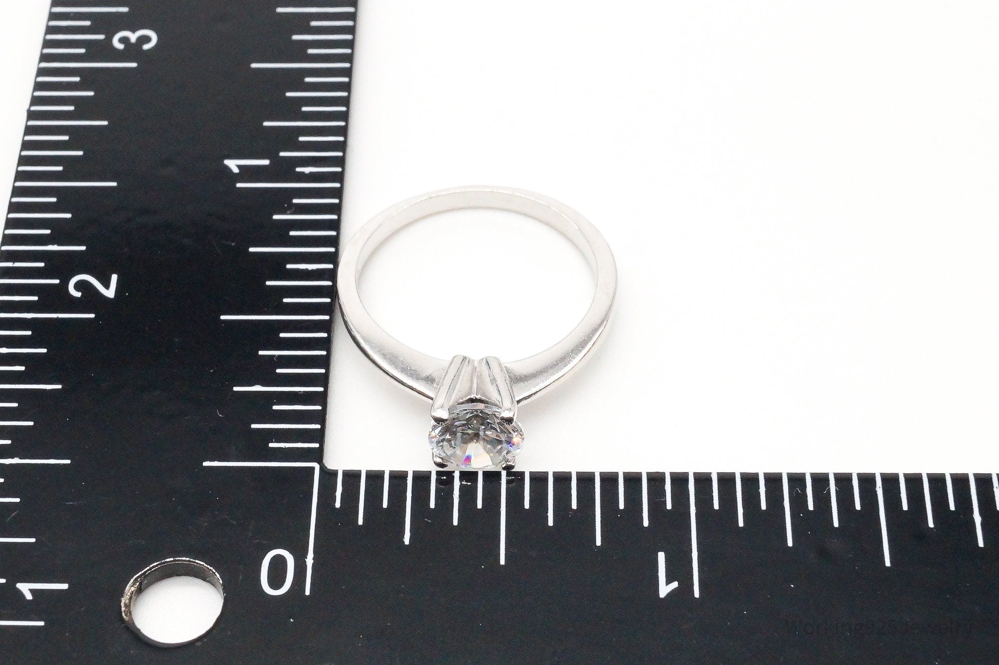 Vintage Cubic Zirconia Sterling Silver Ring - Size 7