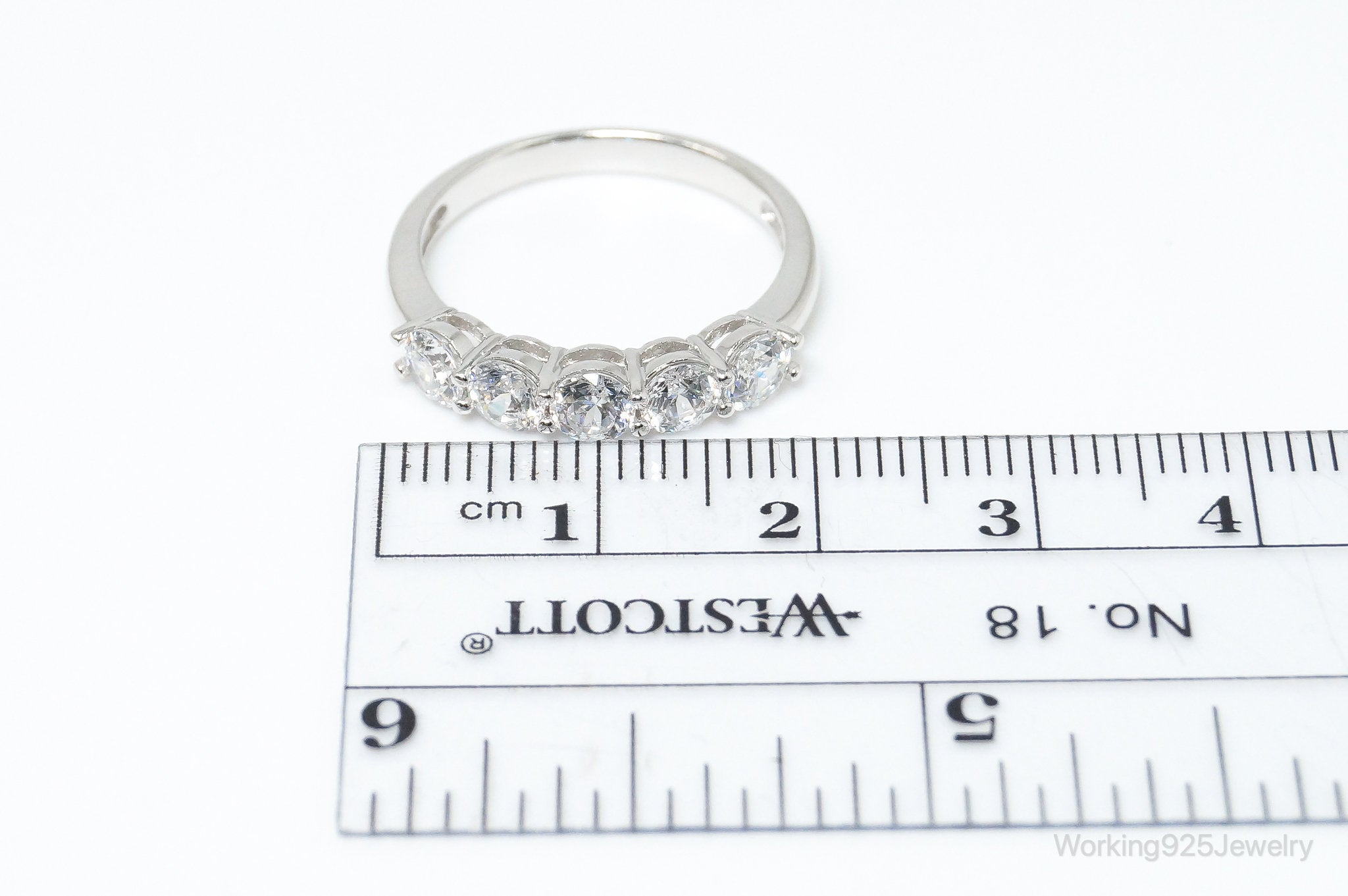 Vintage Cubic Zirconia Sterling Silver Ring - Size 7