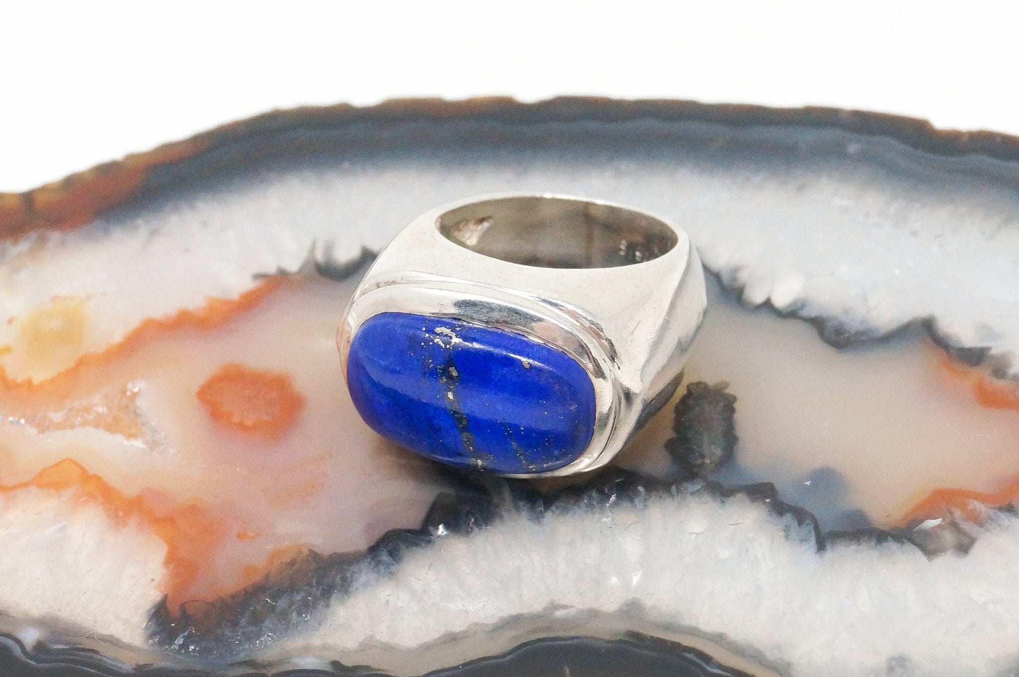 Large Vintage Southwestern SI Lapis Lazuli Sterling Silver Ring Sz 6