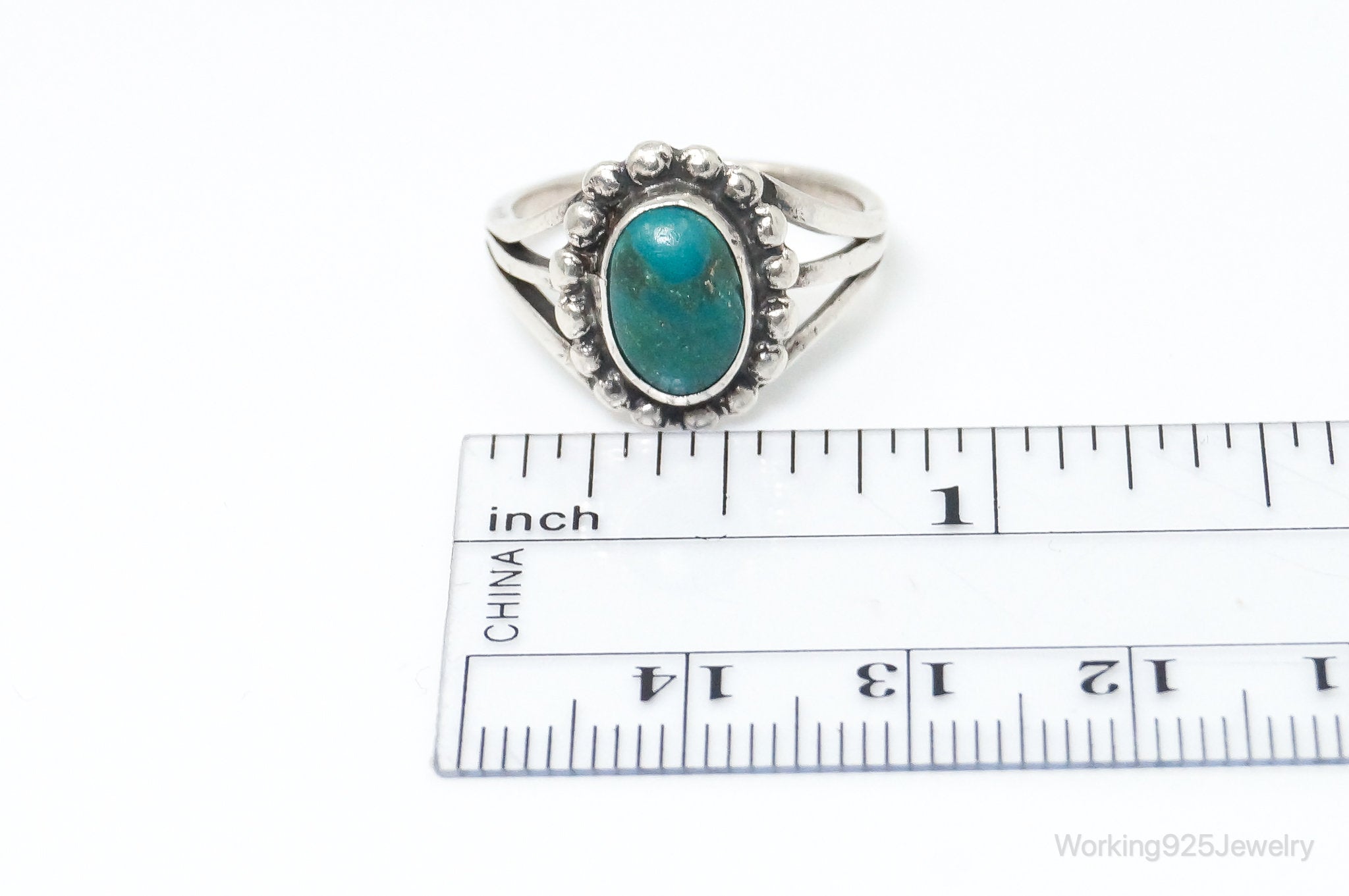 VTG Native American Turquoise Unsigned Sterling Silver Ring SZ 6.5