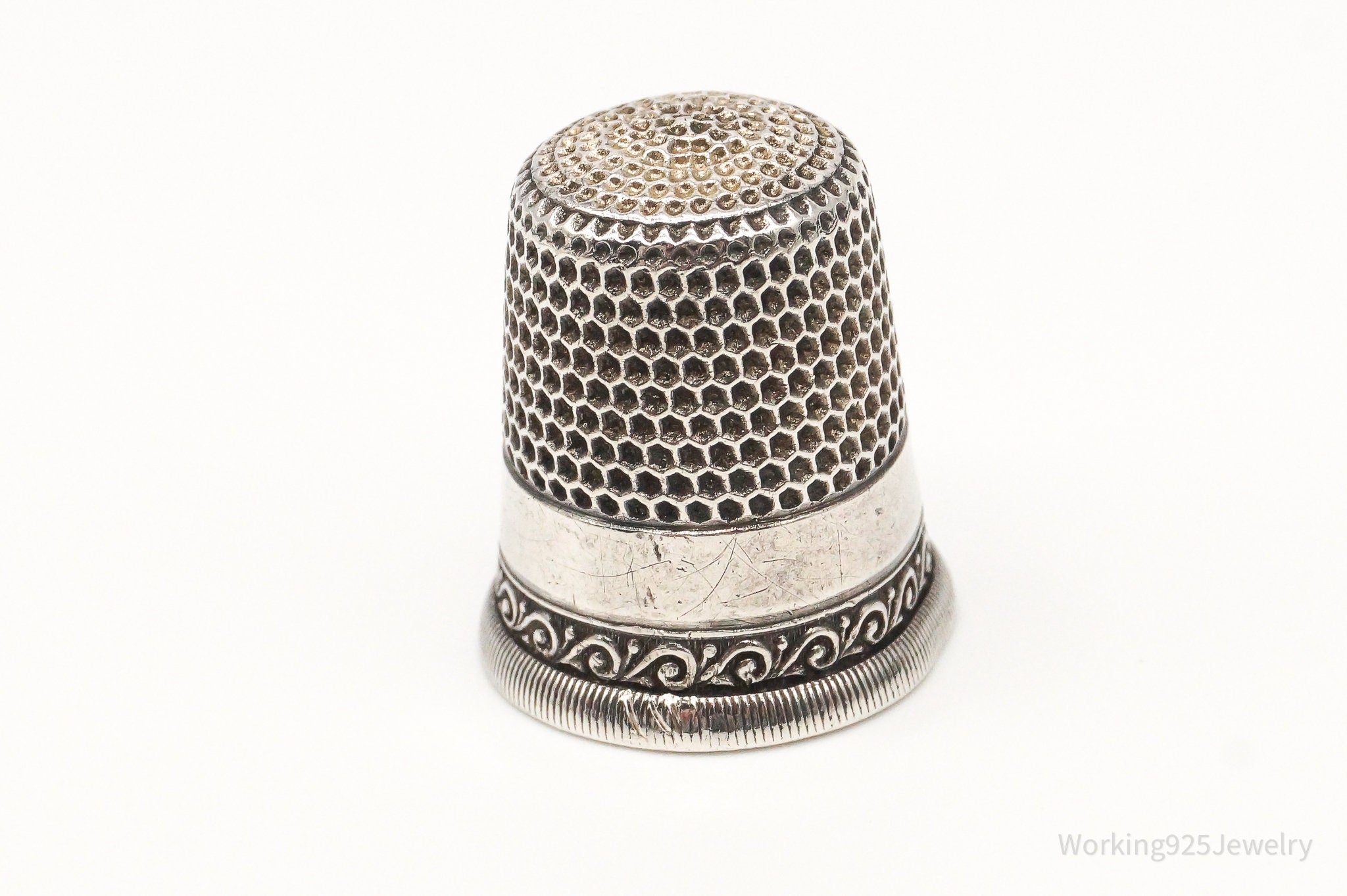 Antique Waite Thresher Dome Sterling Silver Thimble Size 11