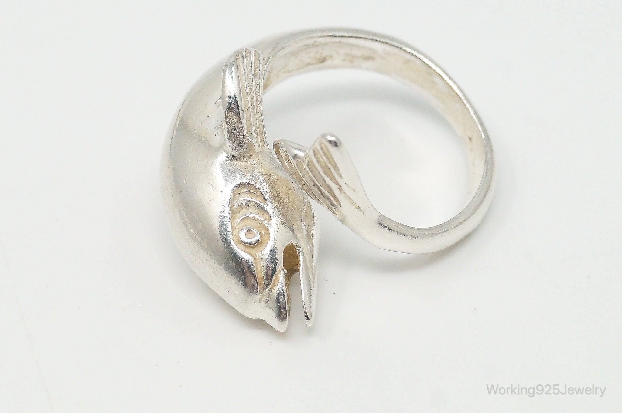 Vintage Dolphin Wrap Sterling Silver Ring - Size 5.25