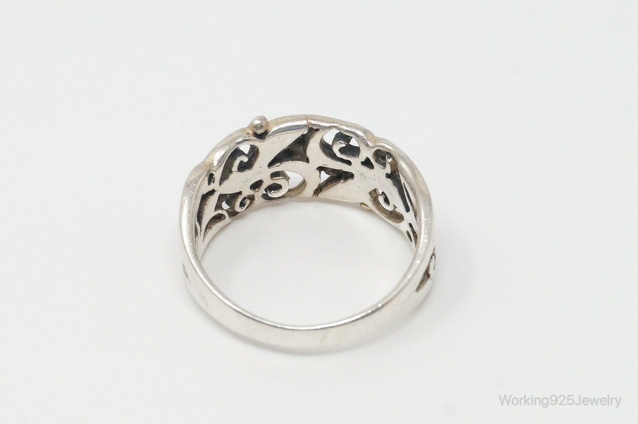 Vintage Art Nouveau Leaf Design Sterling Silver Ring - Size 6.5