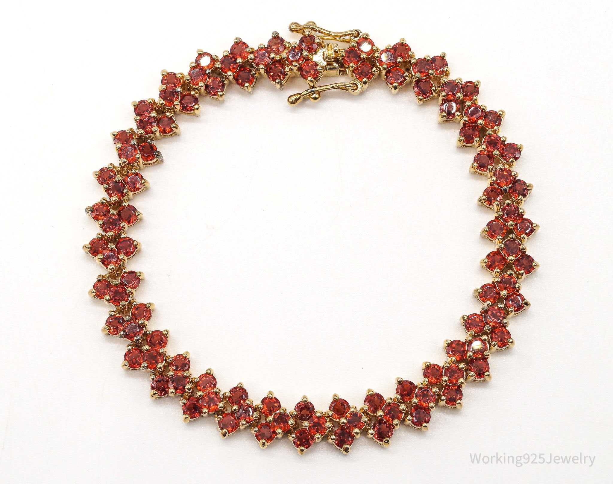 Orange Garnet Gold Vermeil Sterling Silver Bracelet