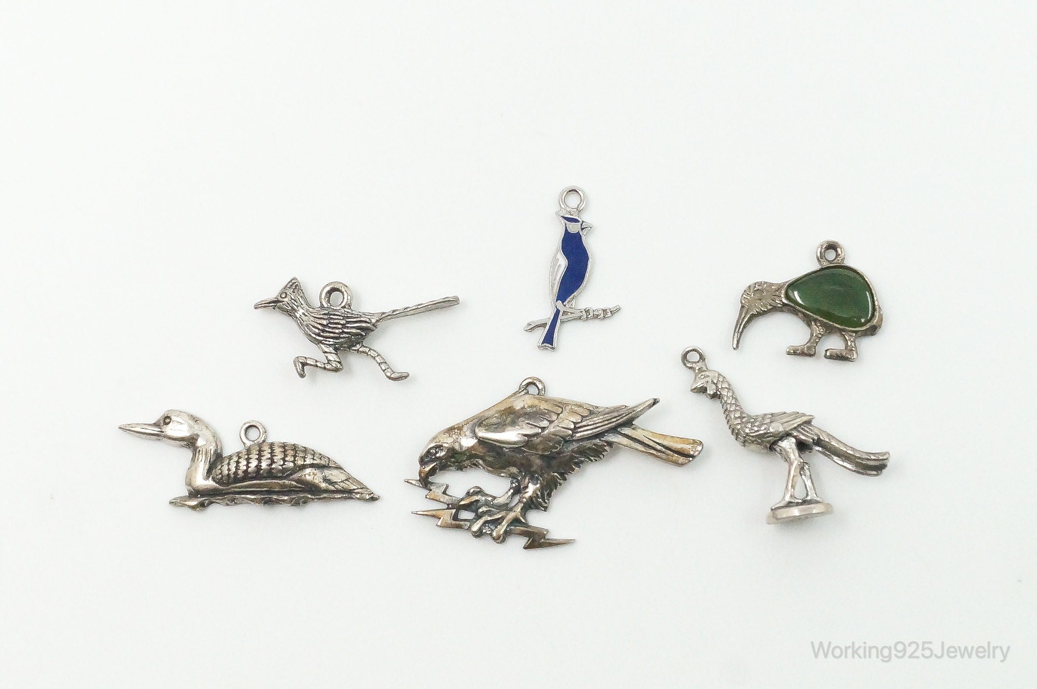 Antique Vintage Birds Sterling Silver Charms Lot