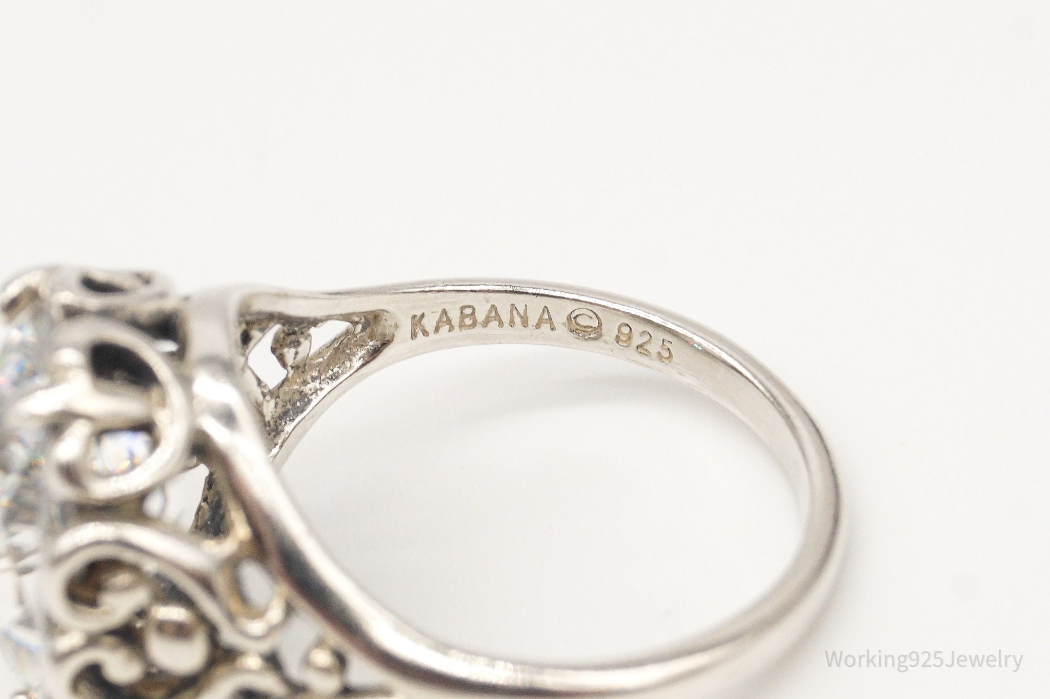 Designer KABANA Vintage Large DQCZ Sterling Silver Ring - Size 8