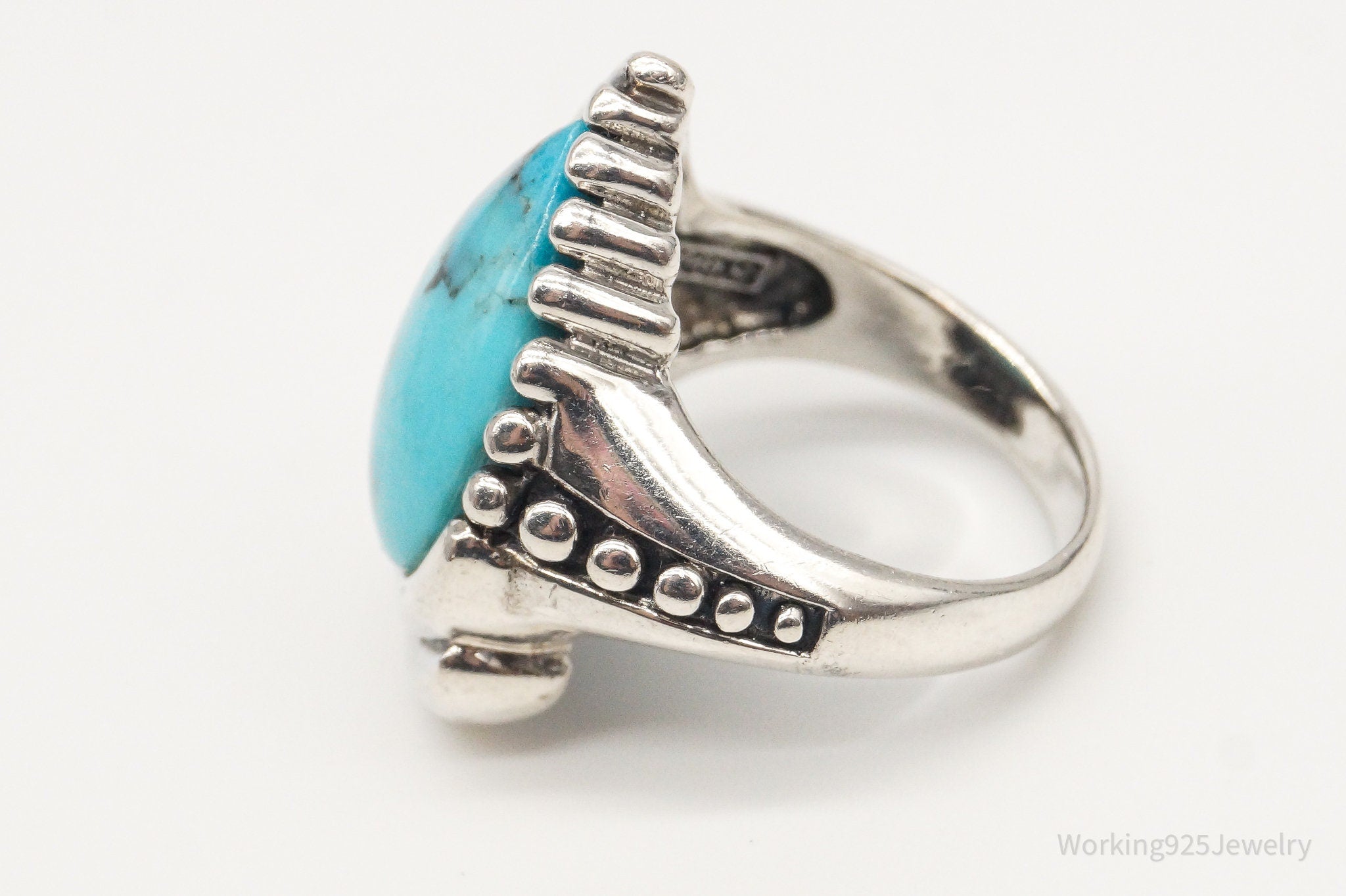 Designer SX Turquoise Sterling Silver Ring - Size 6