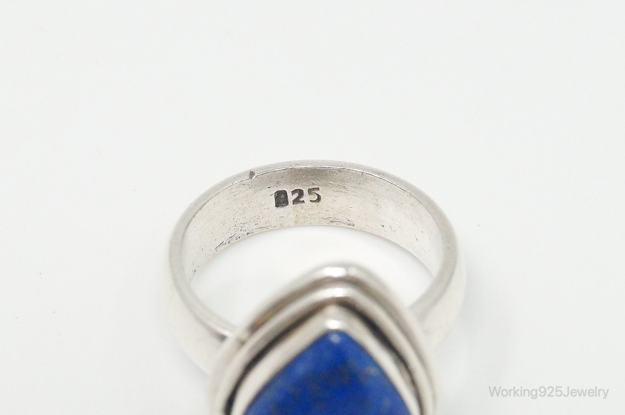 Vintage Lapis Lazuli Sterling Silver Ring - Size 6.25