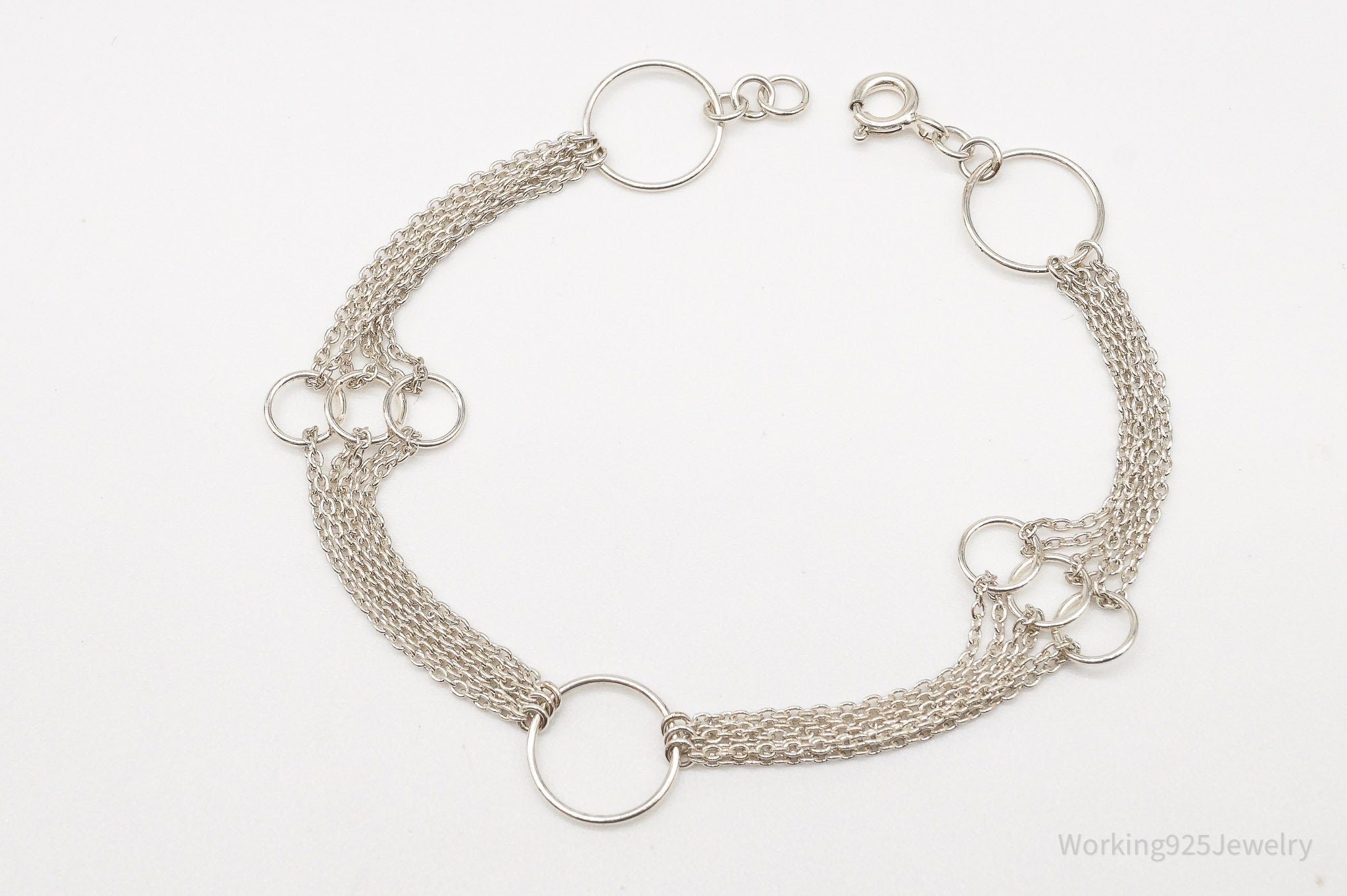 Vintage Geometric Circles Sterling Silver Bracelet