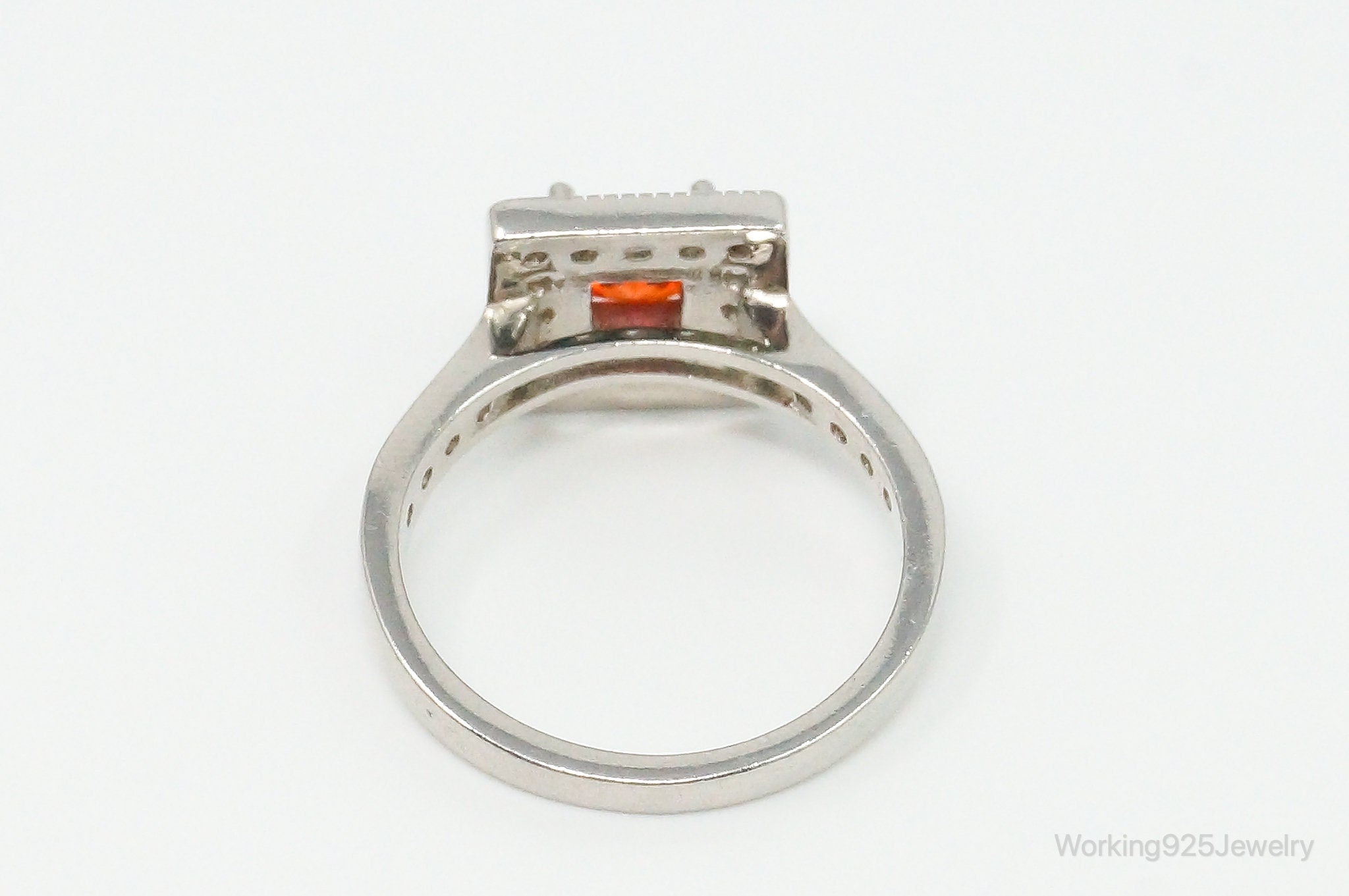 Orange Topaz Cubic Zirconia Sterling Silver Ring - Size 7