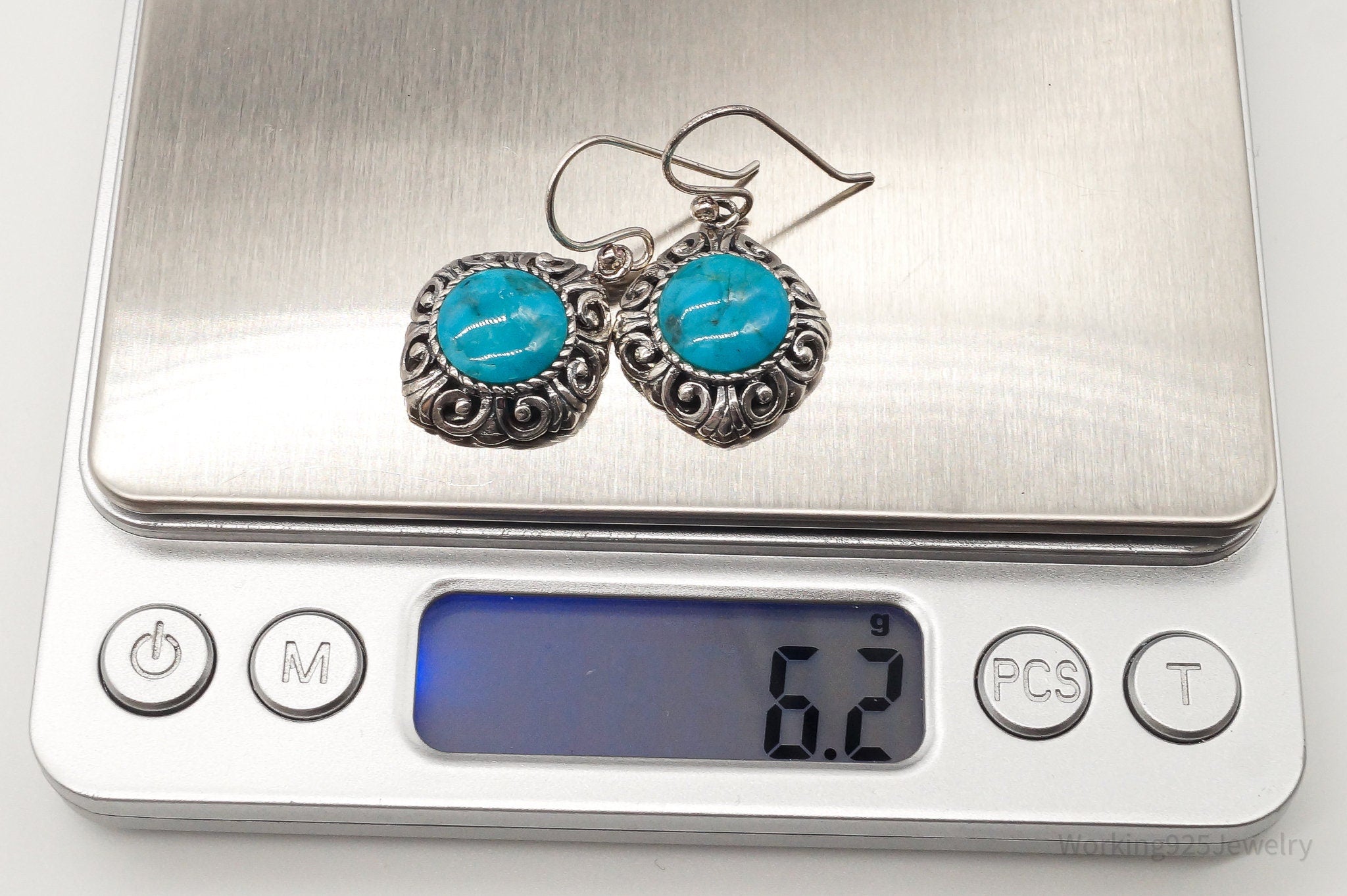 Designer NK Blue Turquoise Sterling Silver Earrings