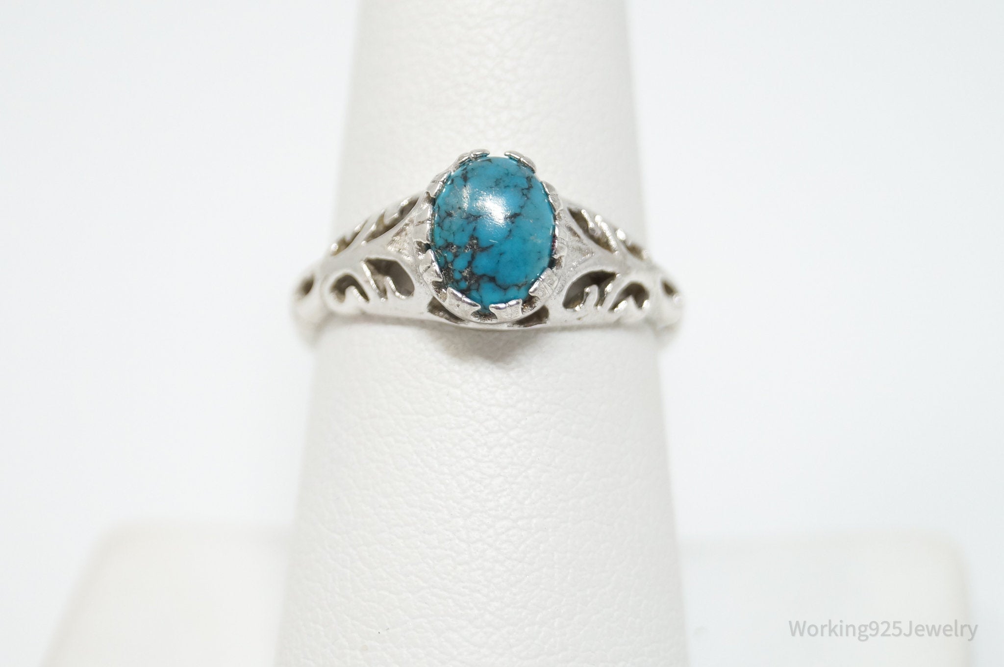 Vintage Designer SETA Southwestern Turquoise Sterling Silver Ring - Sz 7.75