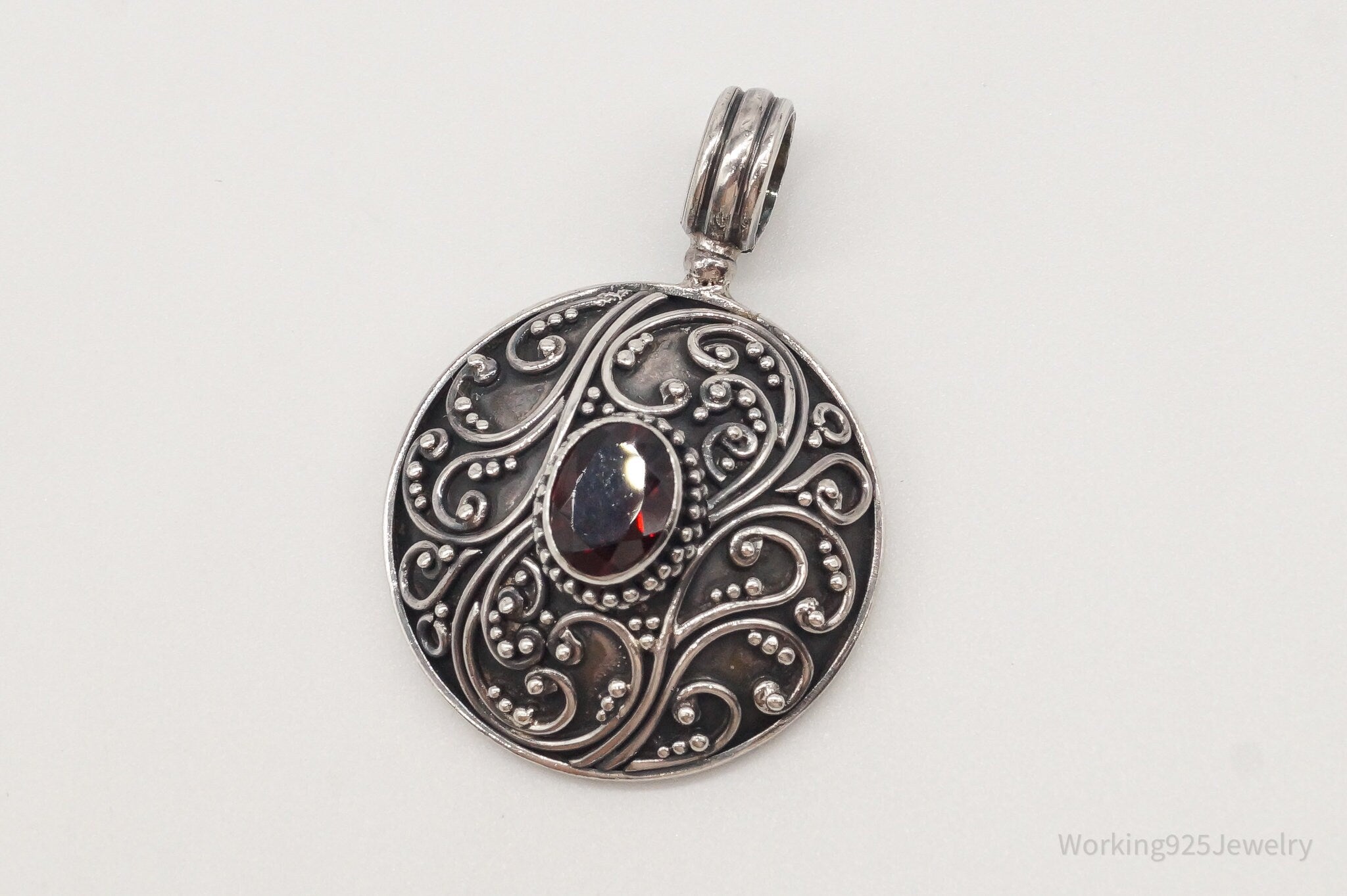 Large Designer BA Suarti Garnet Sterling Silver Pendant