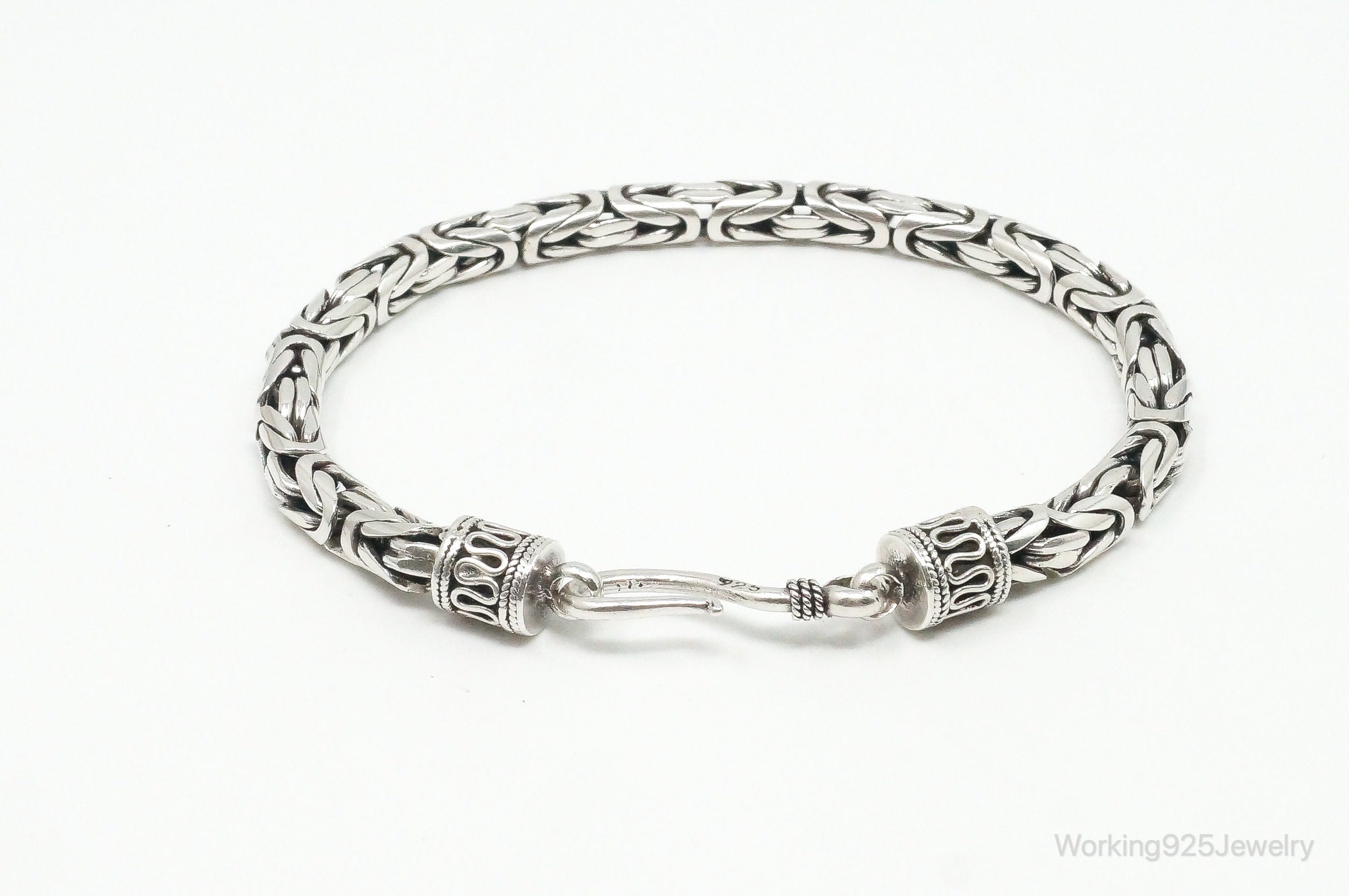 Vintage Byzantine Chain Balinese Sterling Silver Bracelet