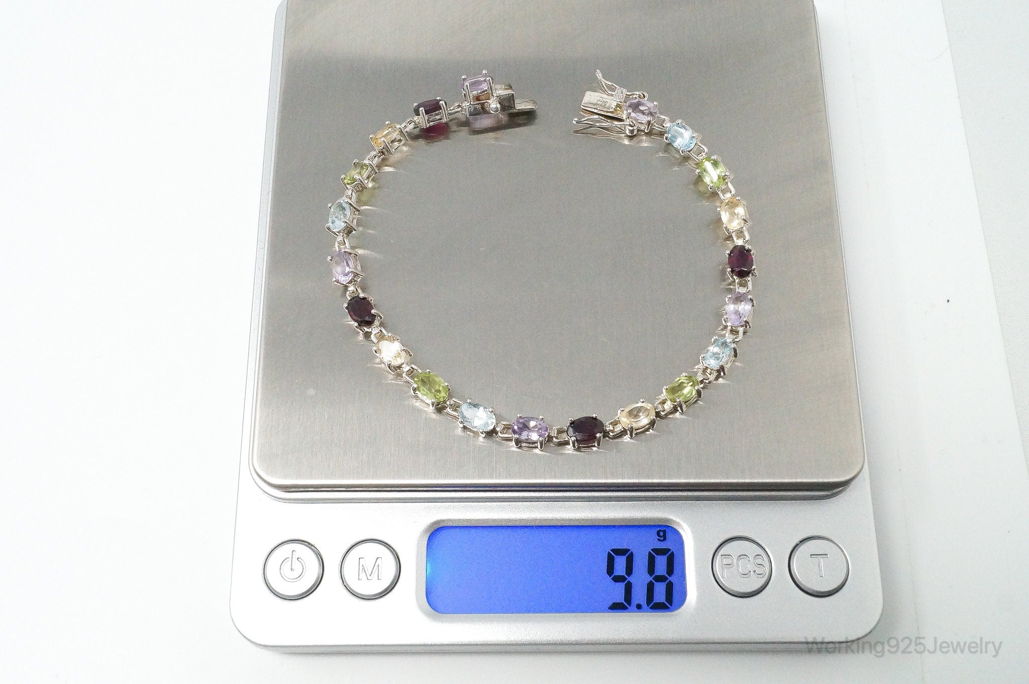 Vintage Designer ADI Multi Gem Sterling Silver Bracelet