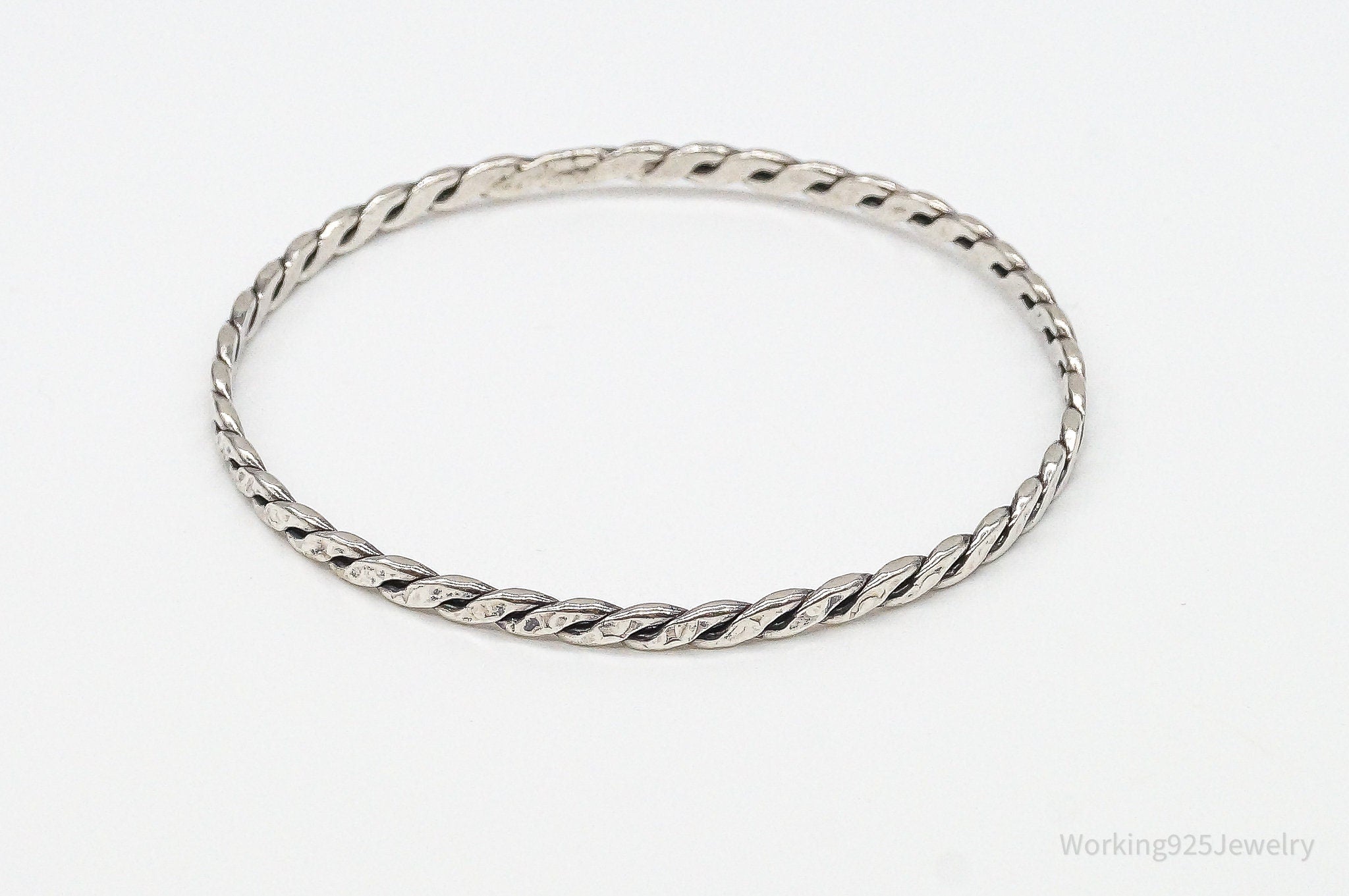 Antique Art Deco Cable Twist Sterling Silver Bracelet