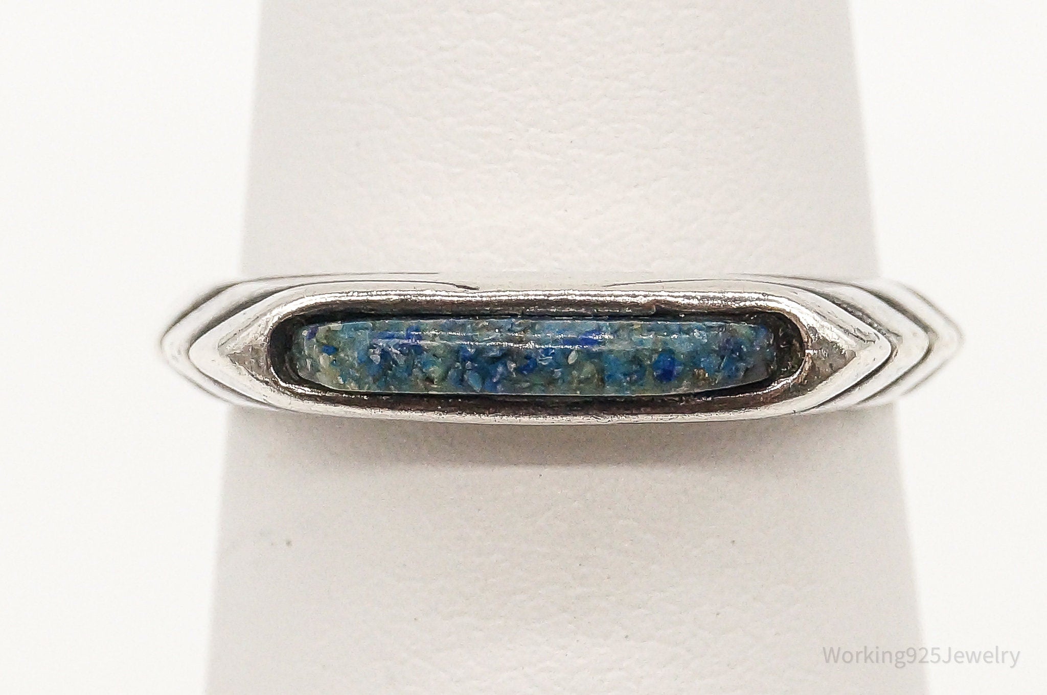 Designer Carolyn Pollack Crushed Lapis Sterling Silver Ring Size 6