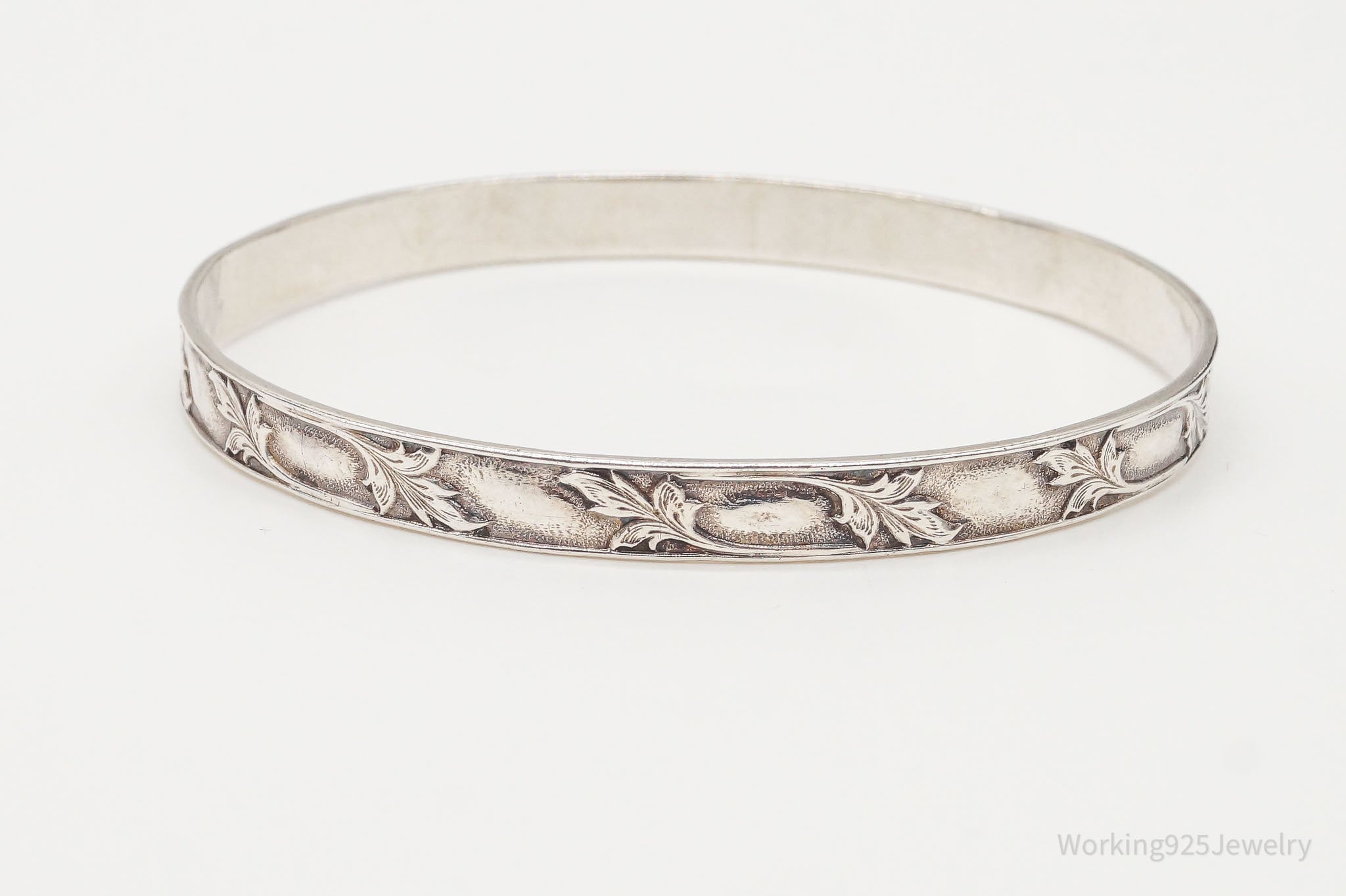 Antique Art Nouveau Sterling Silver Bangle Bracelet