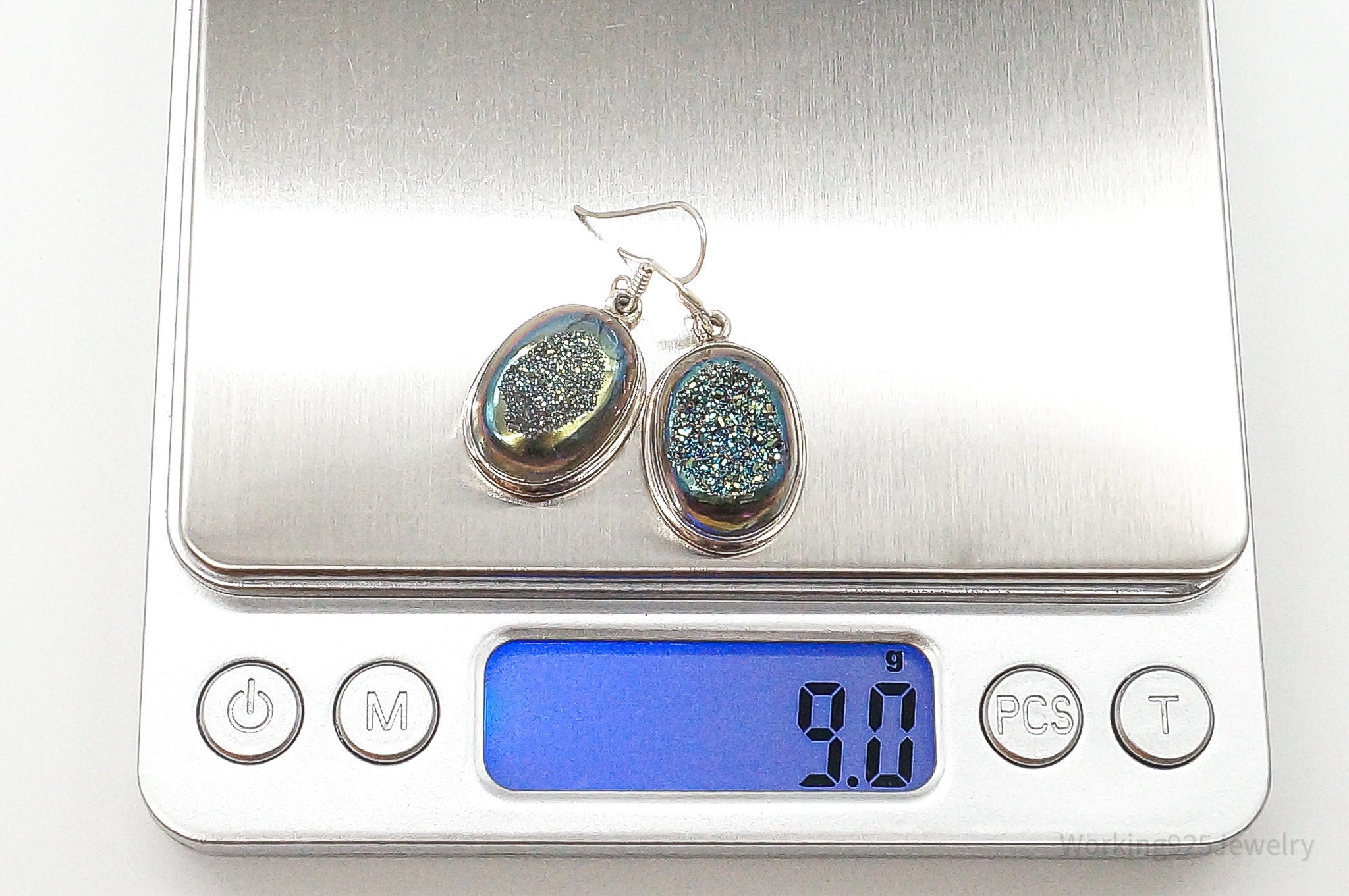 Vintage Druzy Quartz Sterling Silver Earrings