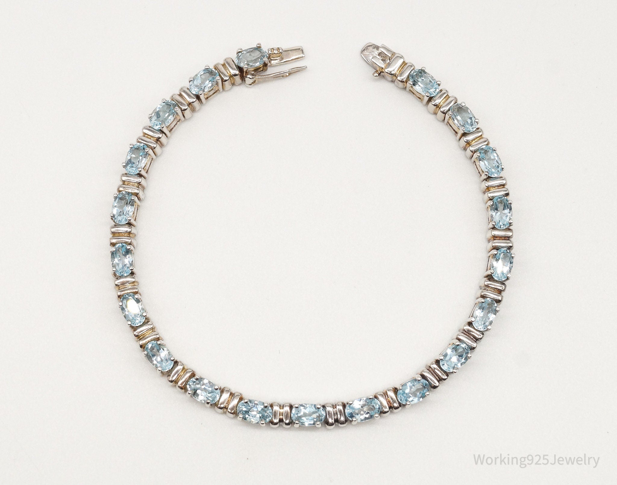 Vintage Blue Topaz Sterling Silver Bracelet