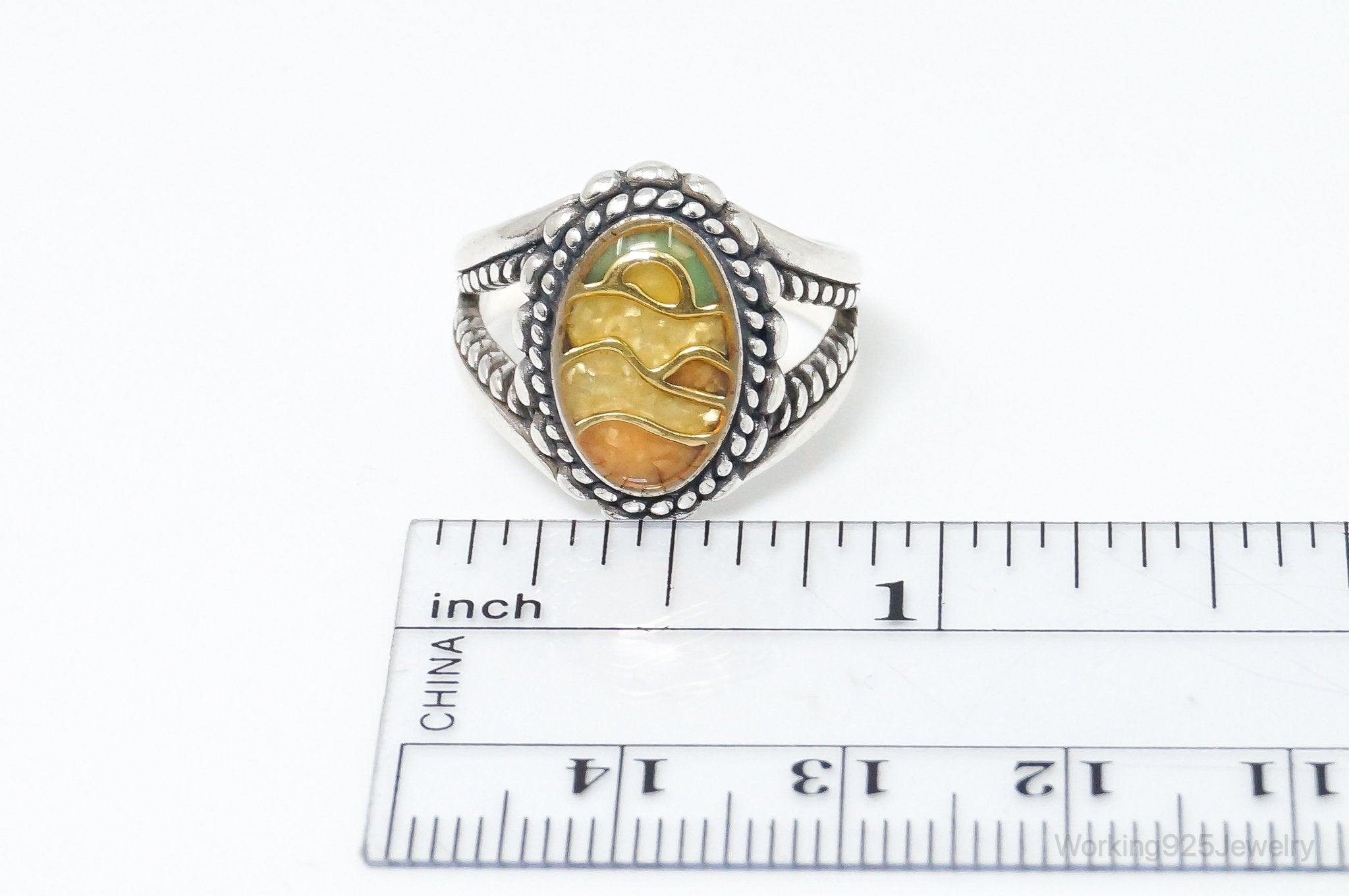 Native Designer Carolyn Pollack Relios Mountain Scene Sterling Silver Ring SZ 7