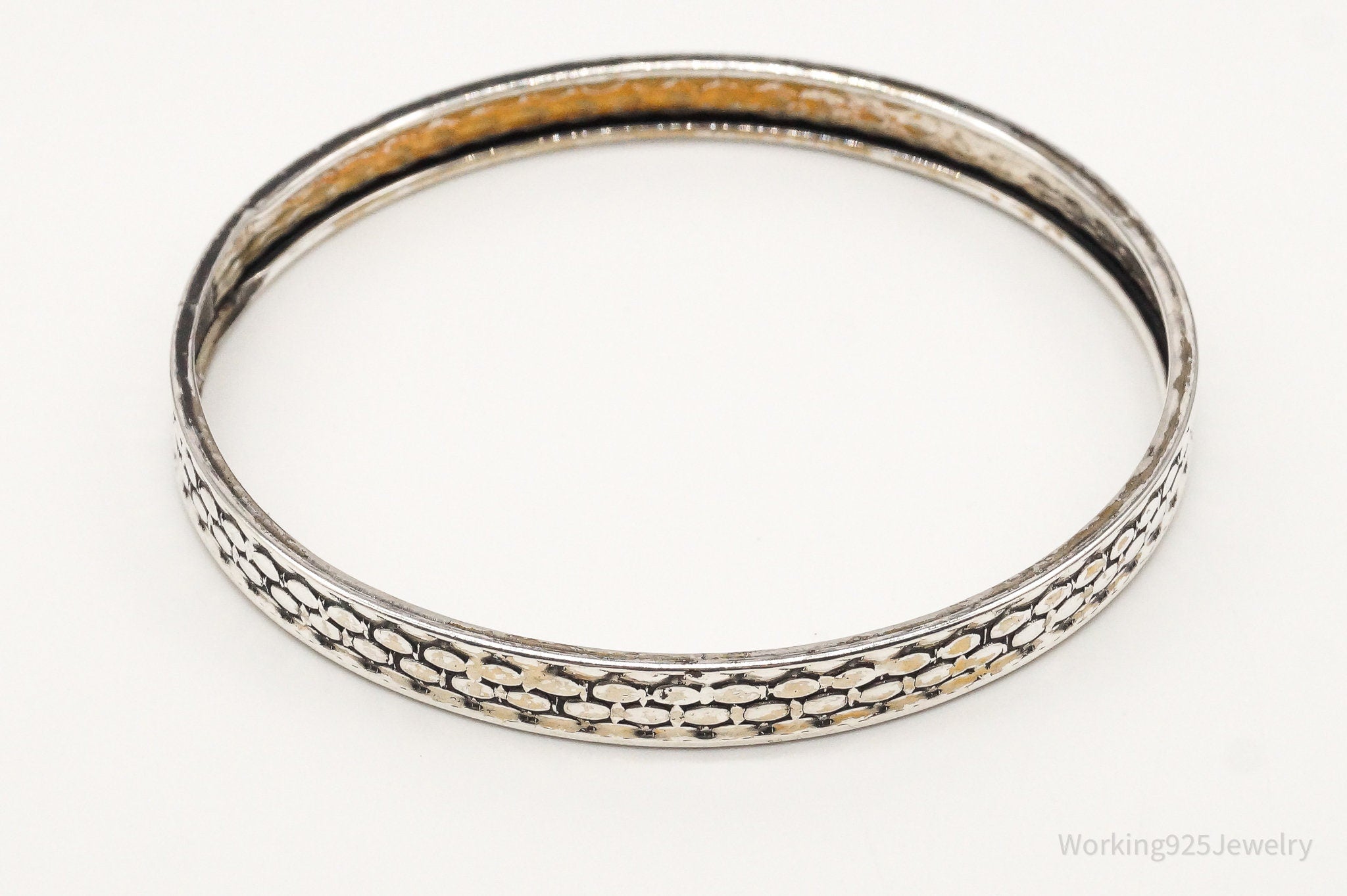 Vintage Designer Beau Sterling Silver Plated Bangle Bracelet