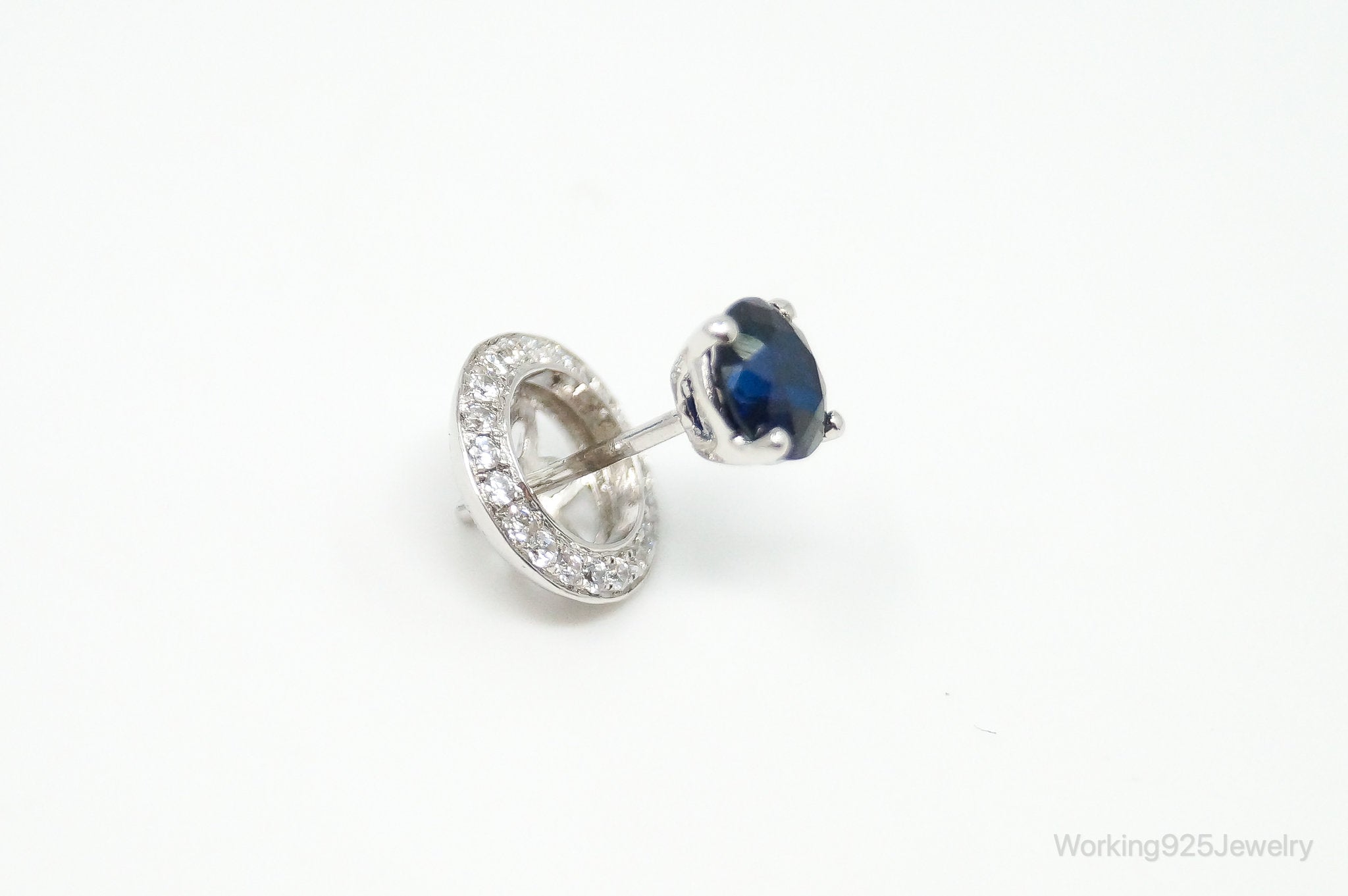 Designer Sapphire Cubic Zirconia Sterling Silver Earrings