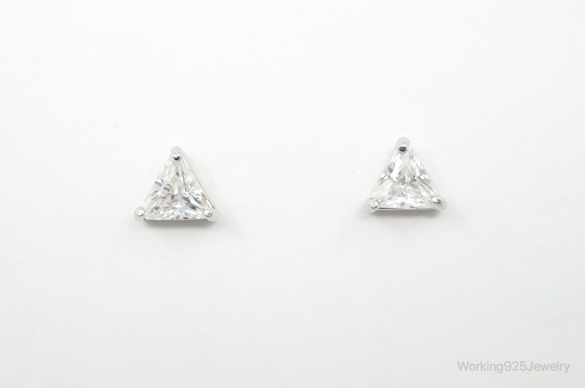 Cubic Zirconia Sterling Silver Stud Post Earrings