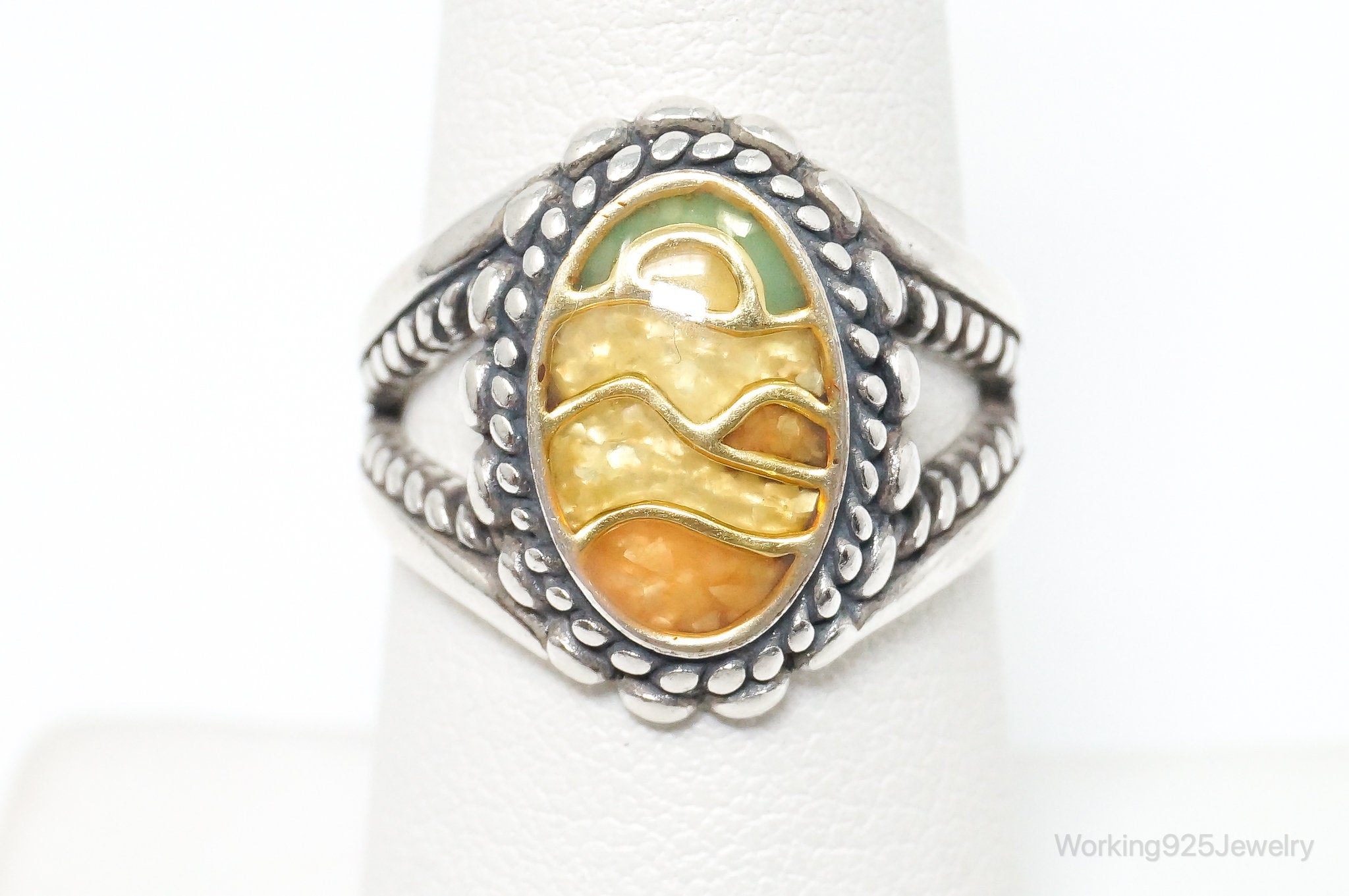 Native Designer Carolyn Pollack Relios Mountain Scene Sterling Silver Ring SZ 7