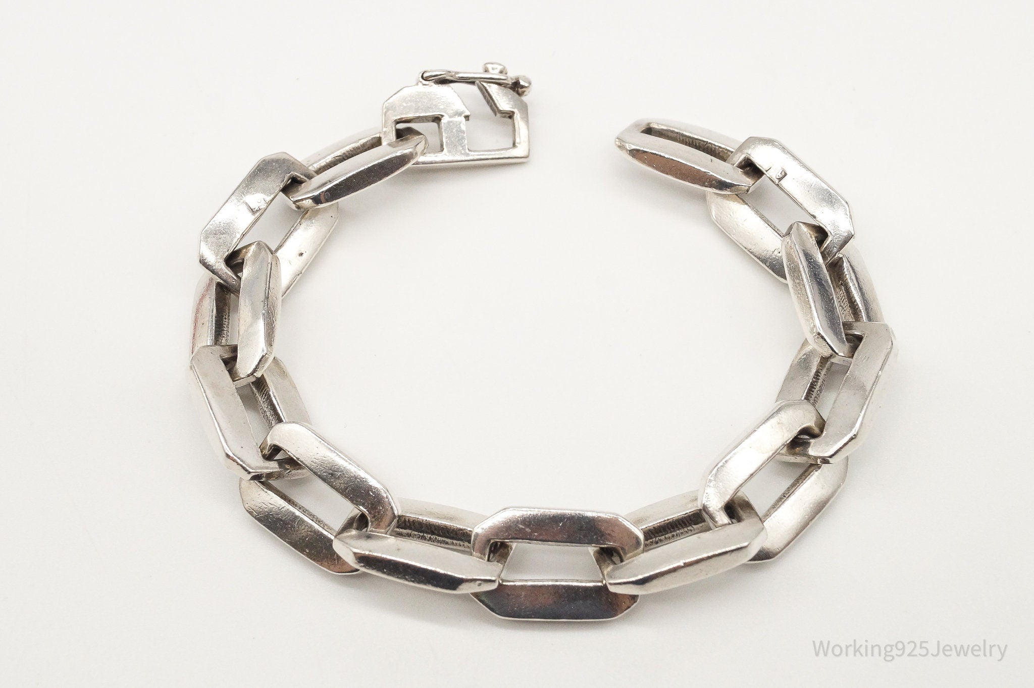 Vintage Egyptian Chain Link Silver Bracelet