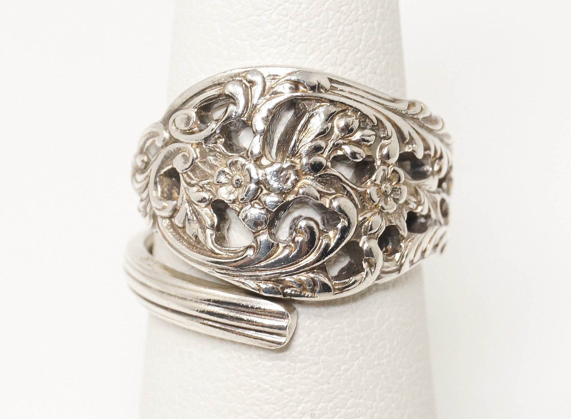 Antique Reed & Barton Repousse Adjustable Sterling Silver Spoon Ring - Size 6