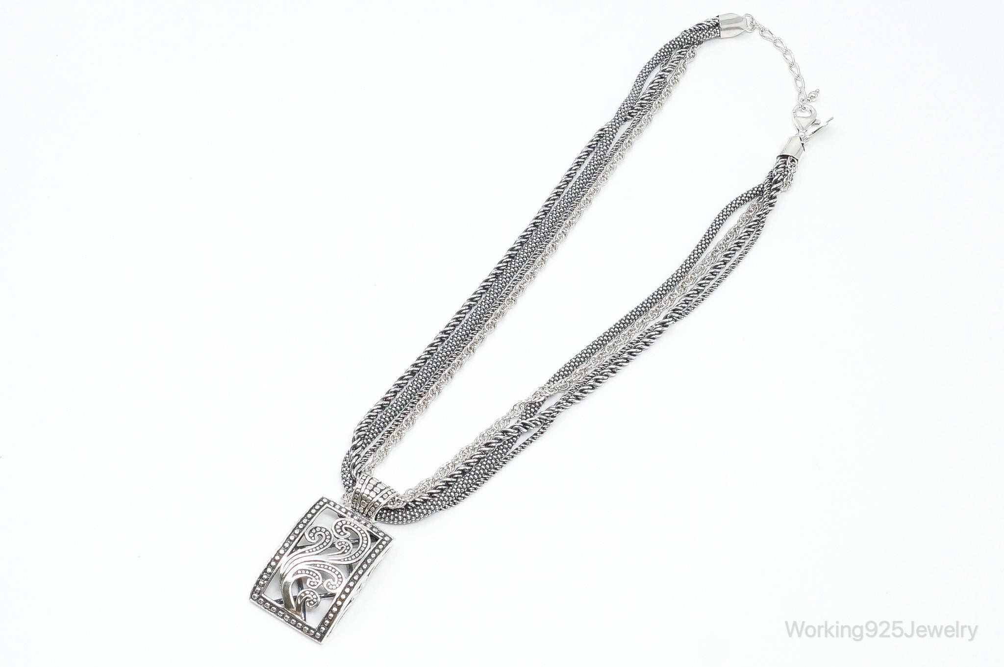 Designer Silpada Four Strand Chain Sterling Silver Necklace