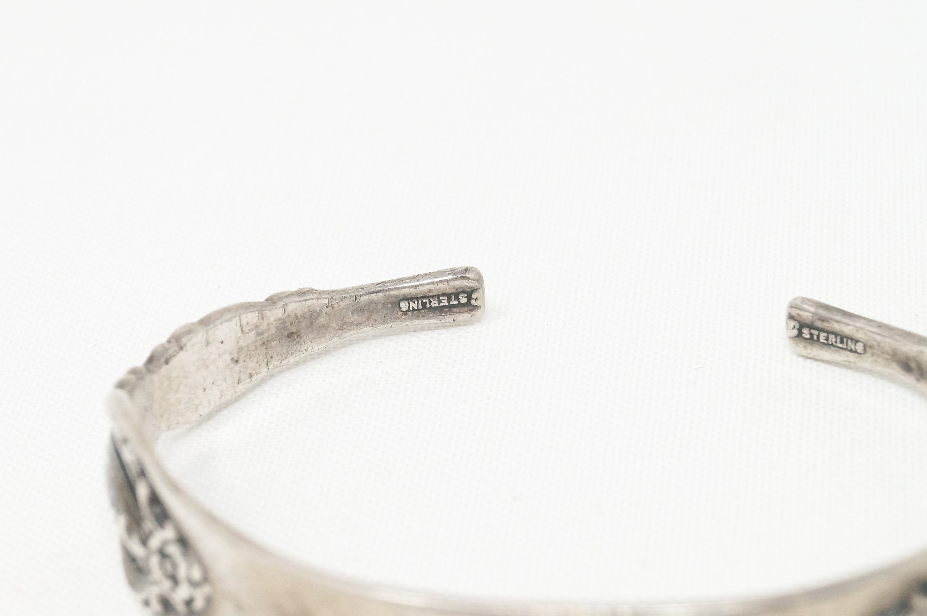 Antique Art Deco Initials Plate Spoon Sterling Cuff Bracelet