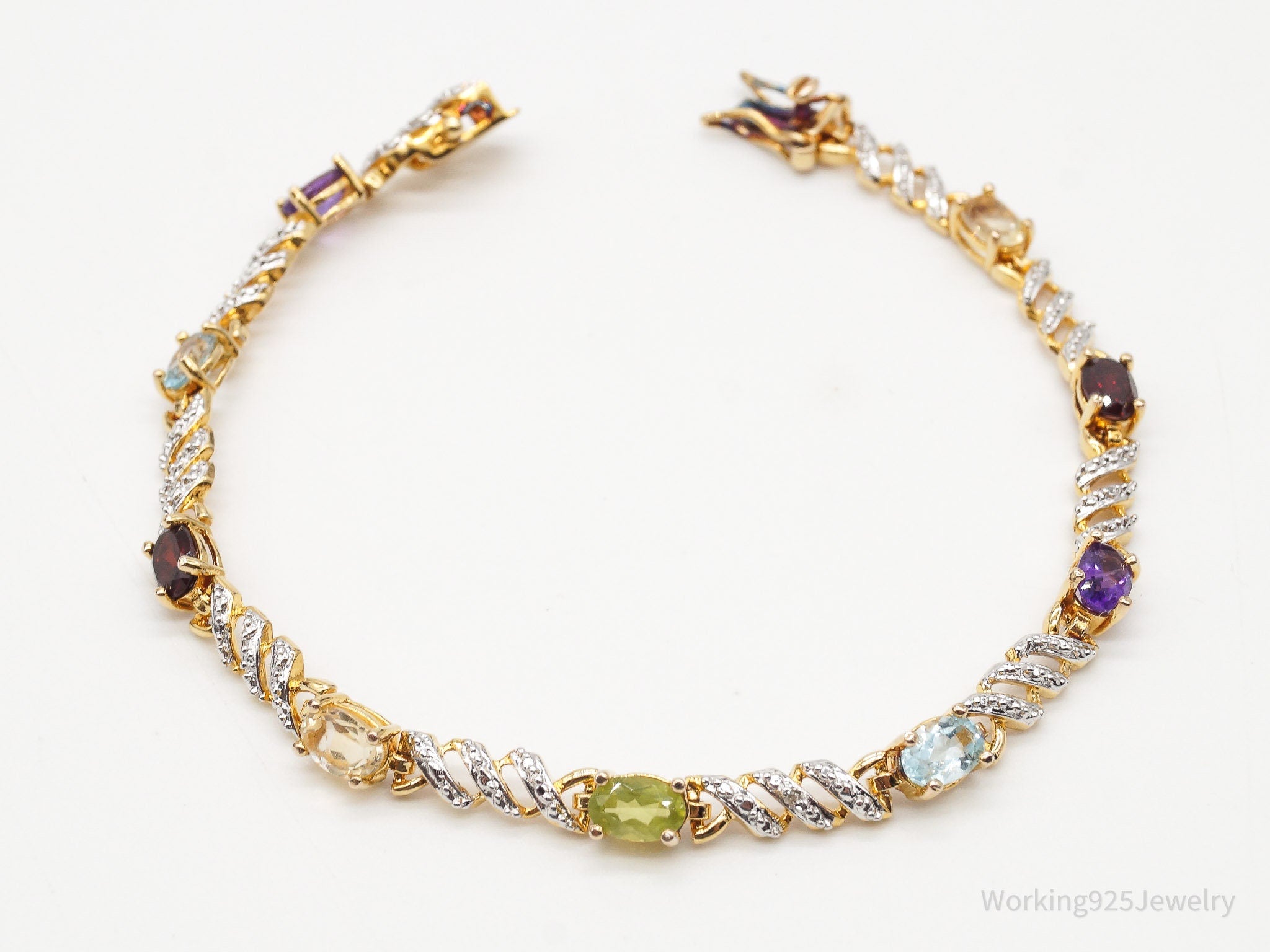 Designer Ross Simons Multi Gemstone Gold Vermeil Sterling Silver Bracelet