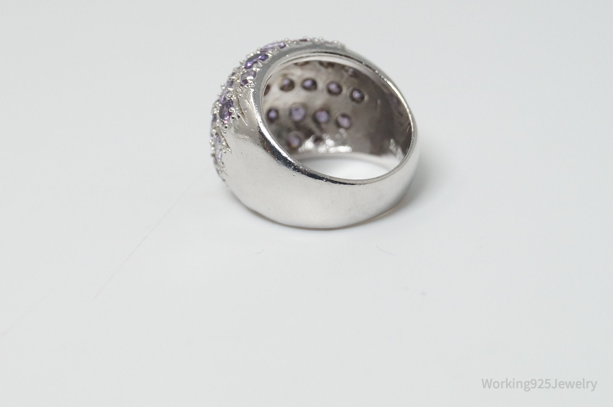 Vintage Designer AK Amethyst Sterling Silver Dome Ring - Sz 6