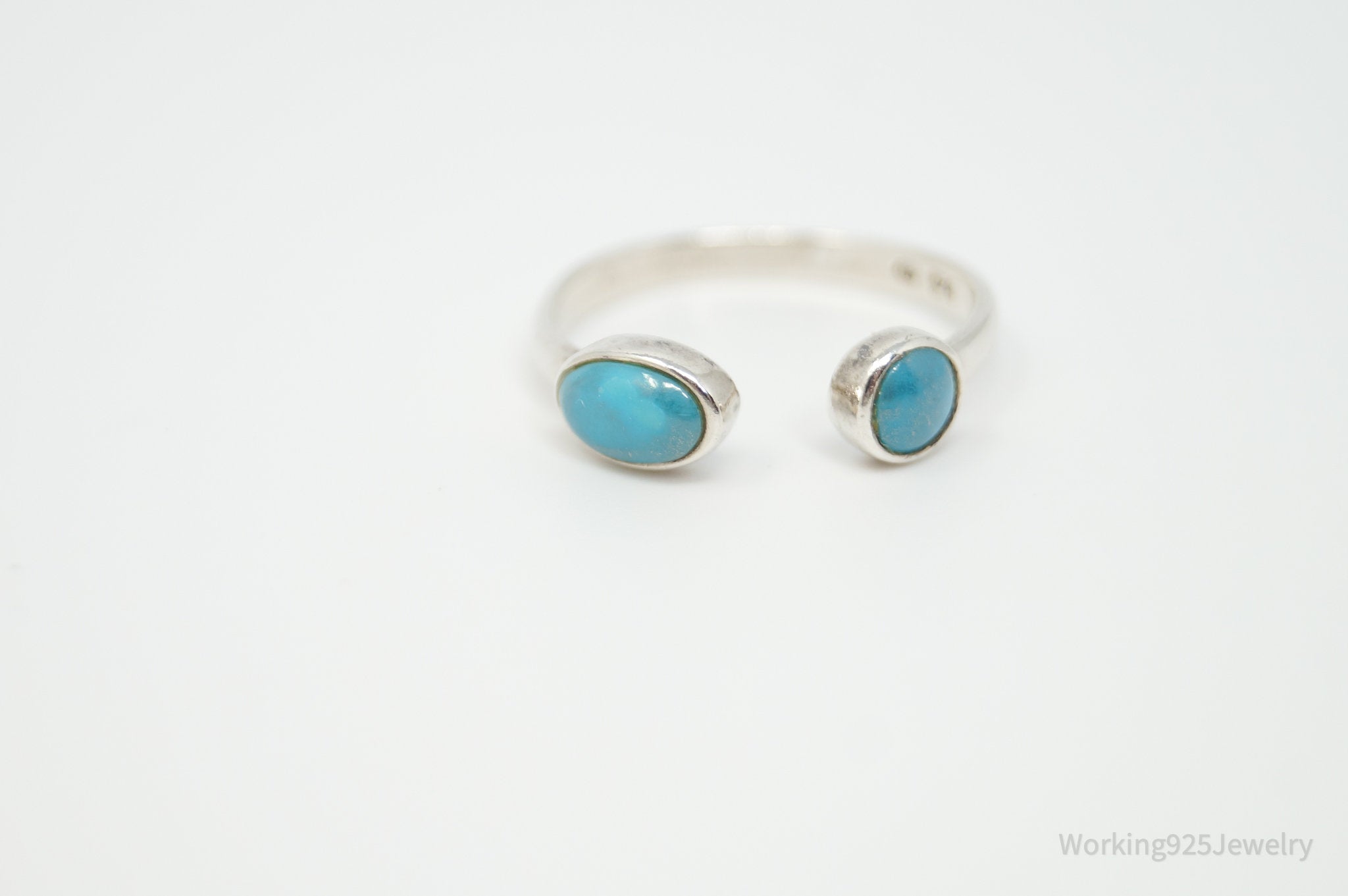 Vintage Designer BOMA Turquoise Wrap Sterling Silver Ring - Sz 5.5 Adjustable