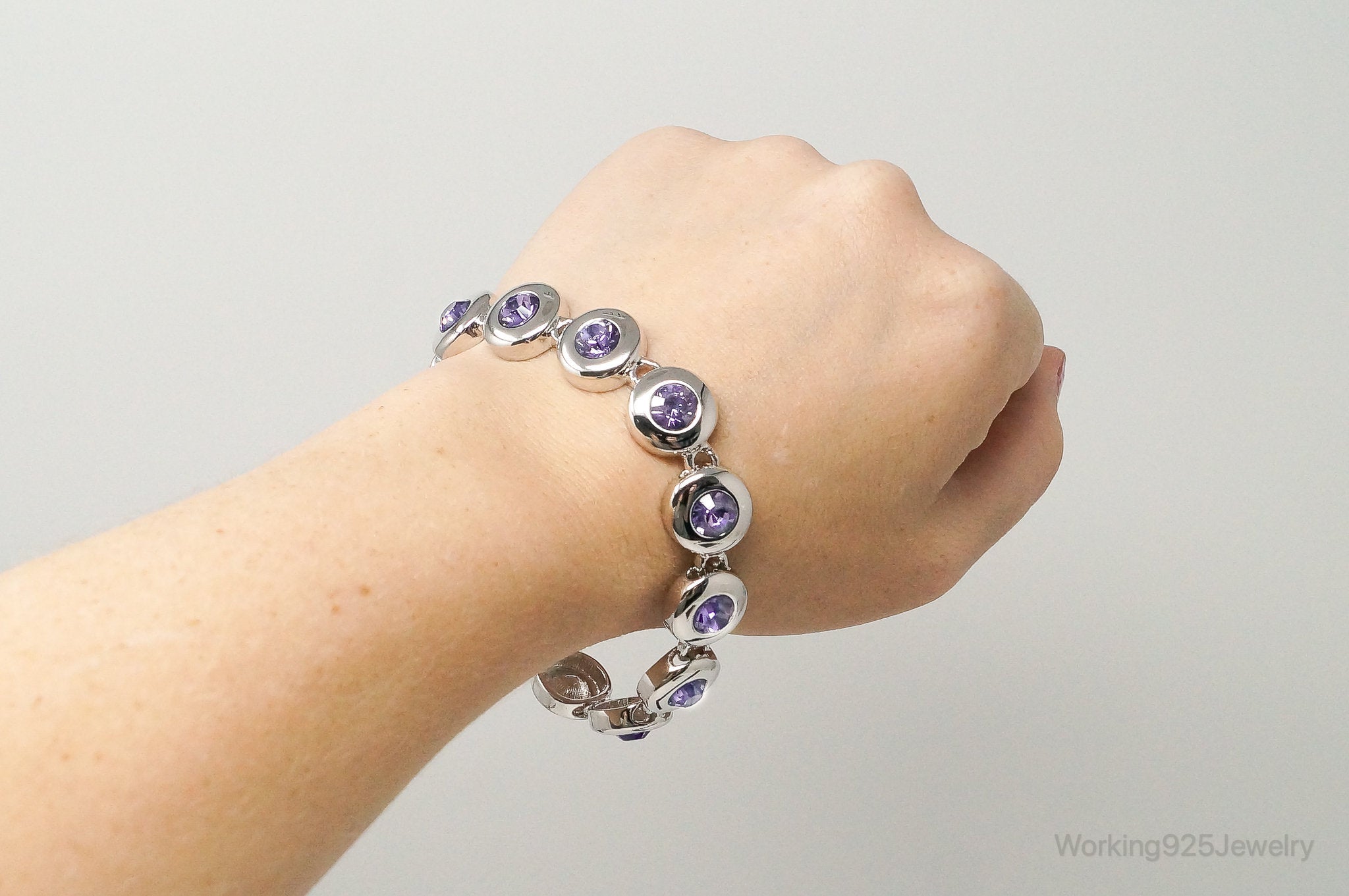 Designer Nolan Miller Purple Stone Silver Tone Bracelet