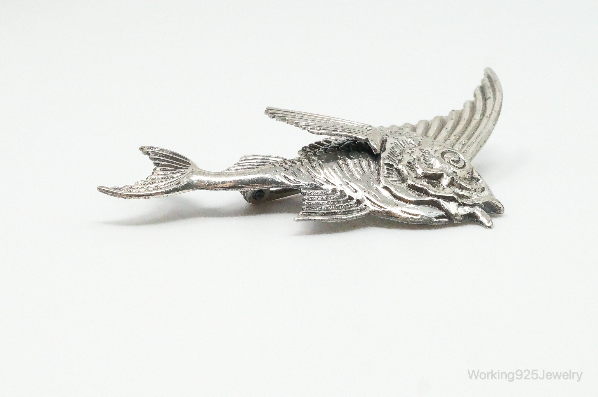 Vintage Fish Sterling Silver Brooch Pin